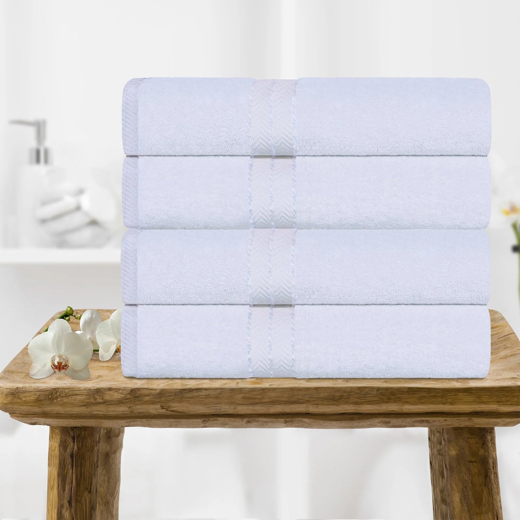 Ultra-Plush Turkish Cotton Super Absorbent Solid Bath Towel Set of 4