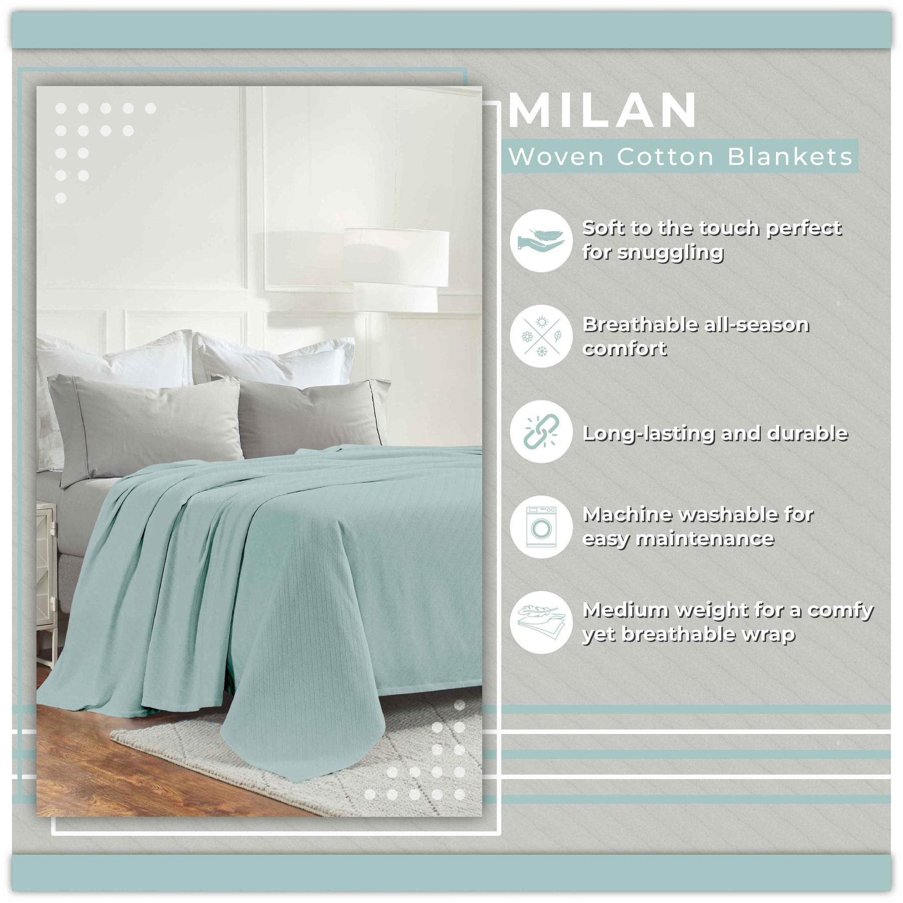 Milan Cotton Textured Jacquard Striped Lightweight Woven Blanket