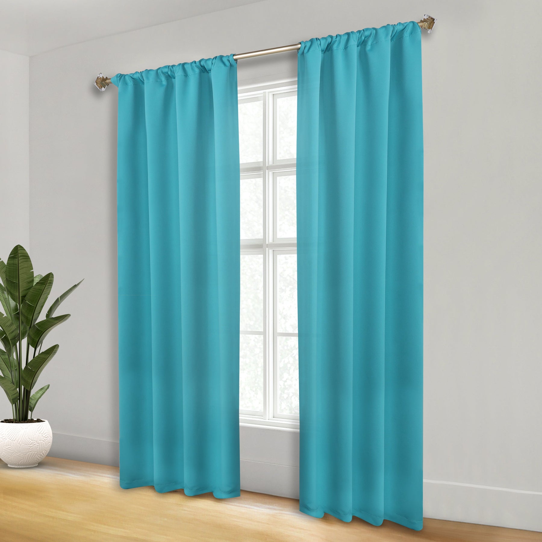 Solid Room Darkening Rod Pocket Blackout Curtain Panels, Set of 2