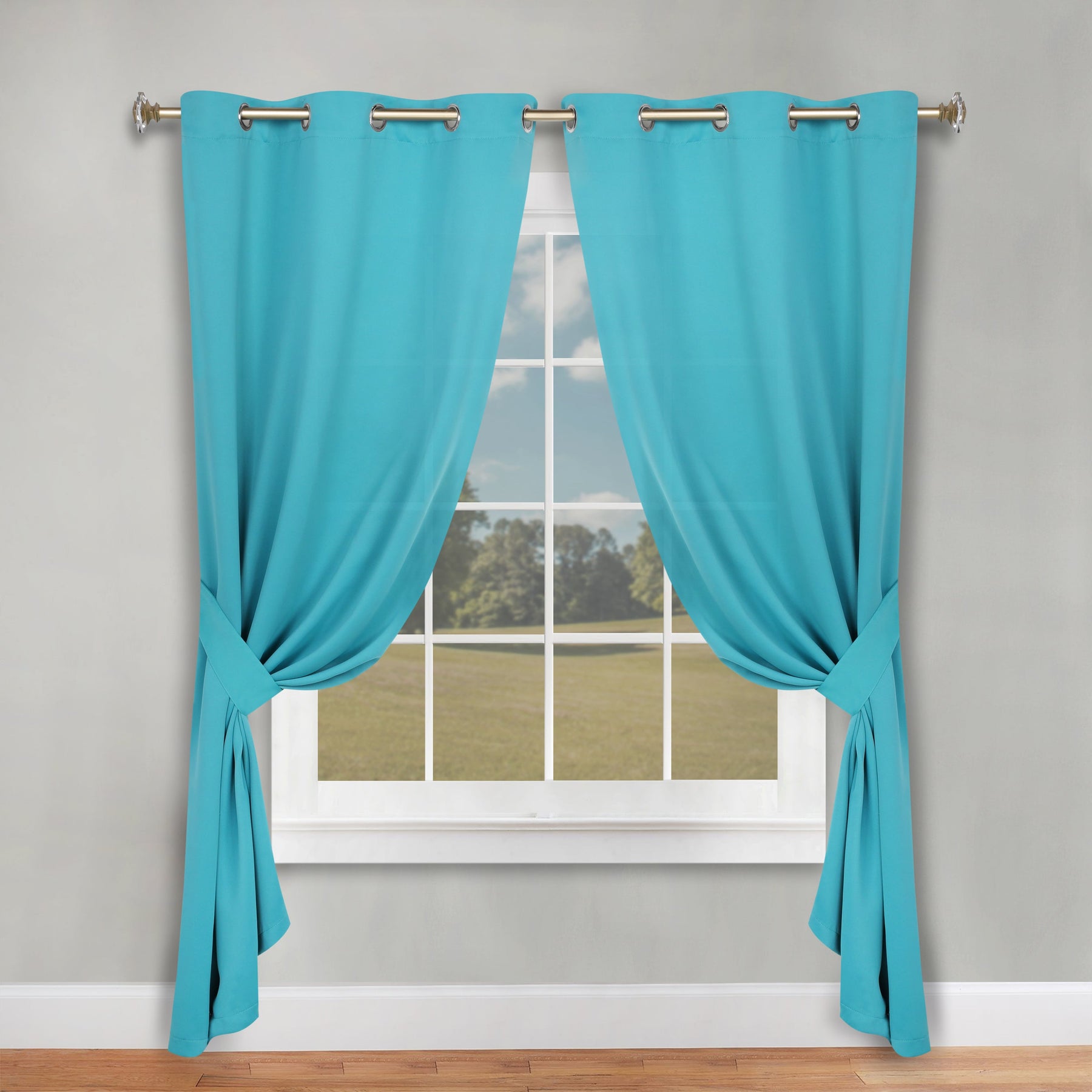 Classic Modern Solid Room Darkening Blackout Curtain Panels, Set of 2