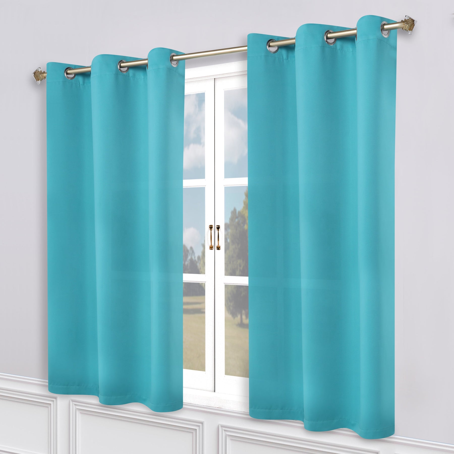 Classic Modern Solid Room Darkening Blackout Curtain Panels, Set of 2