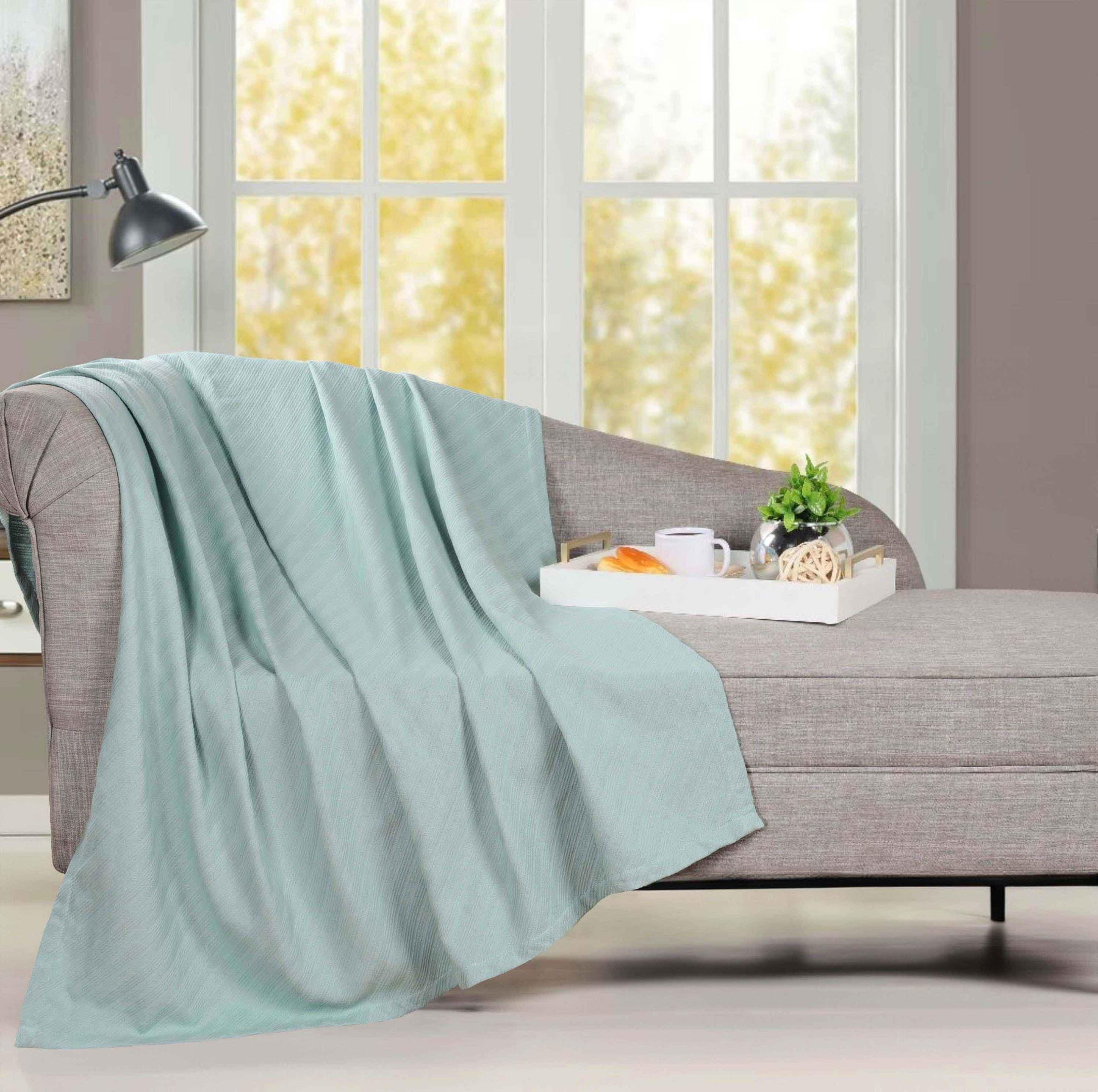 Milan Cotton Textured Jacquard Striped Lightweight Woven Blanket