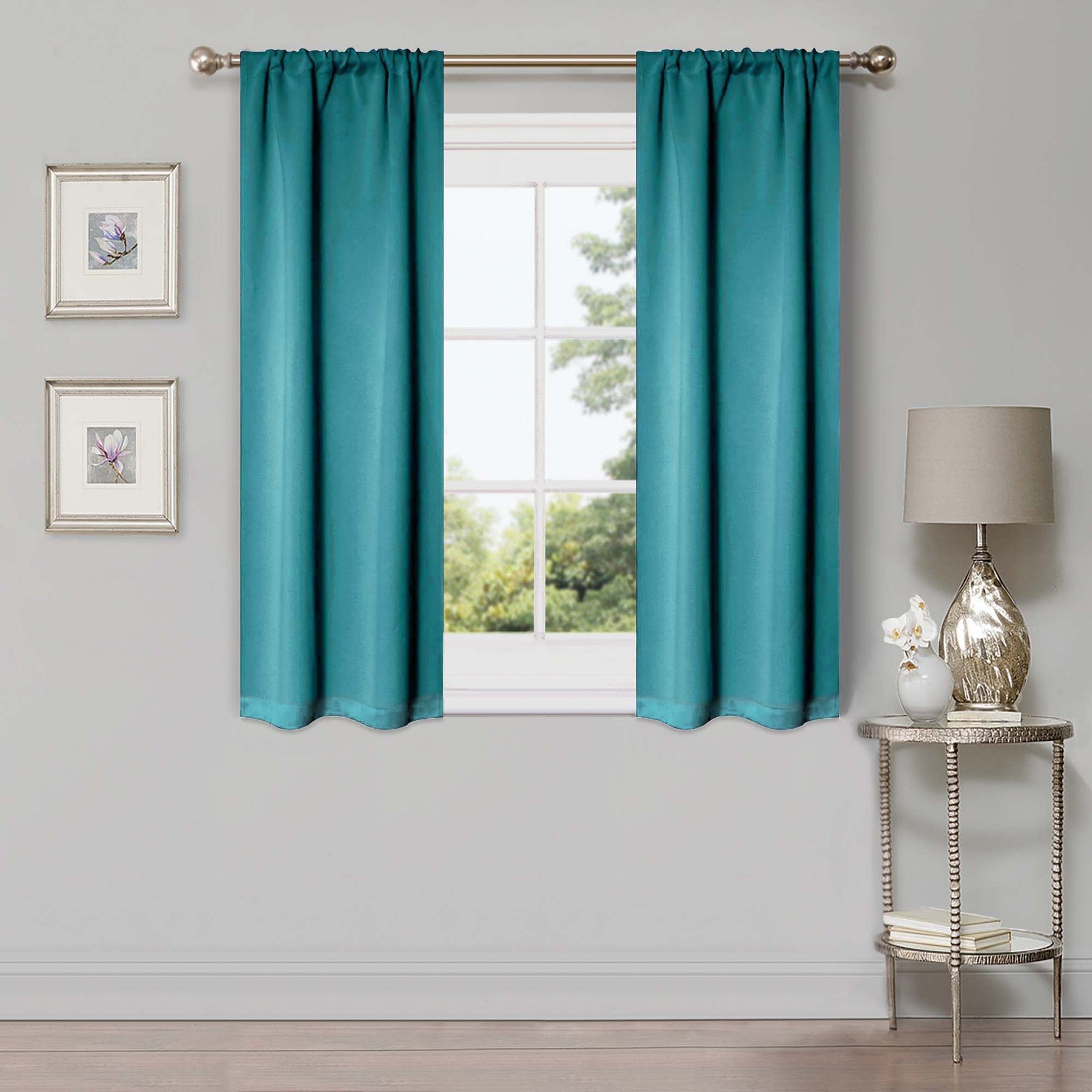 Solid Room Darkening Rod Pocket Blackout Curtain Panels, Set of 2