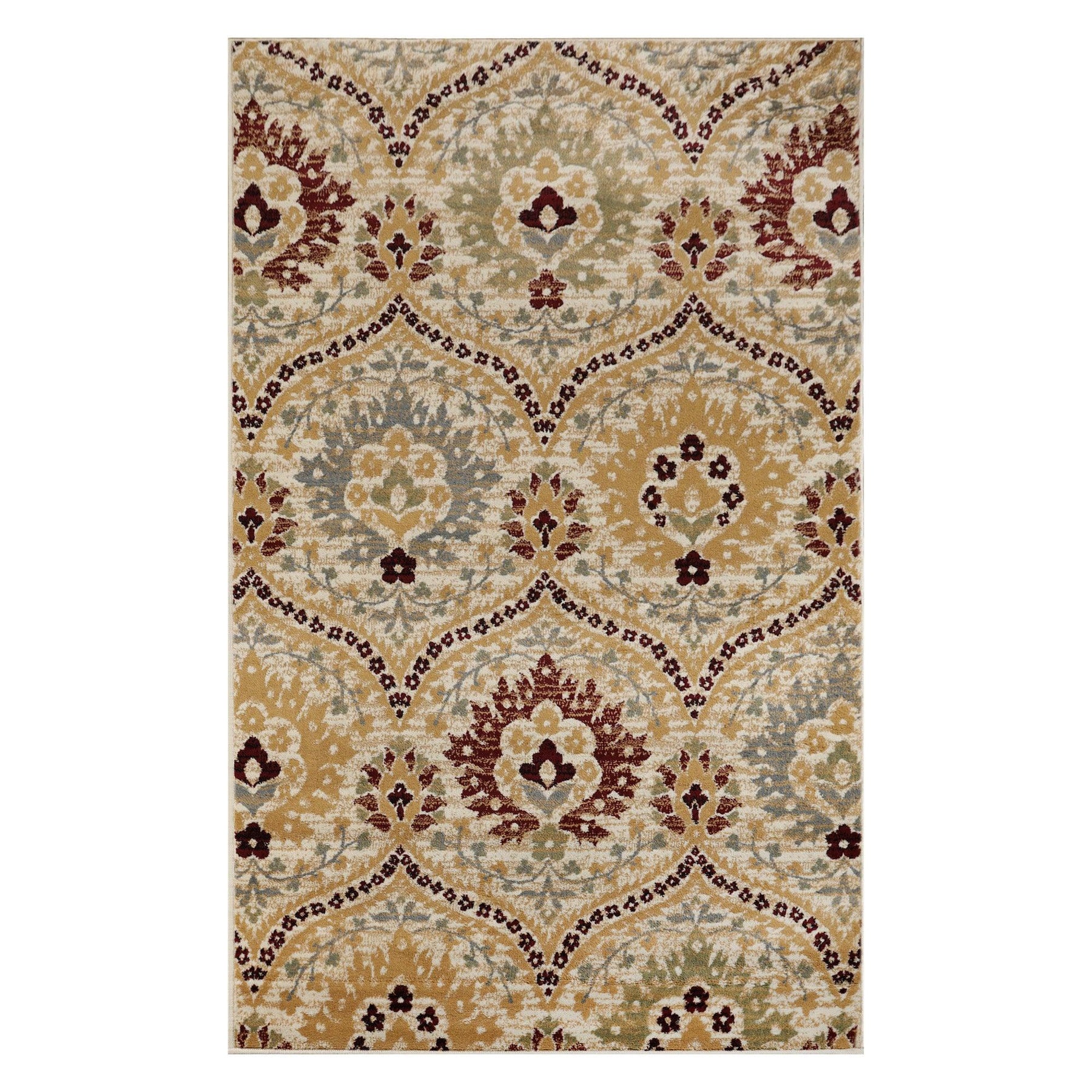 Augusta Vintage Floral Damask Indoor Area Rug or Runner