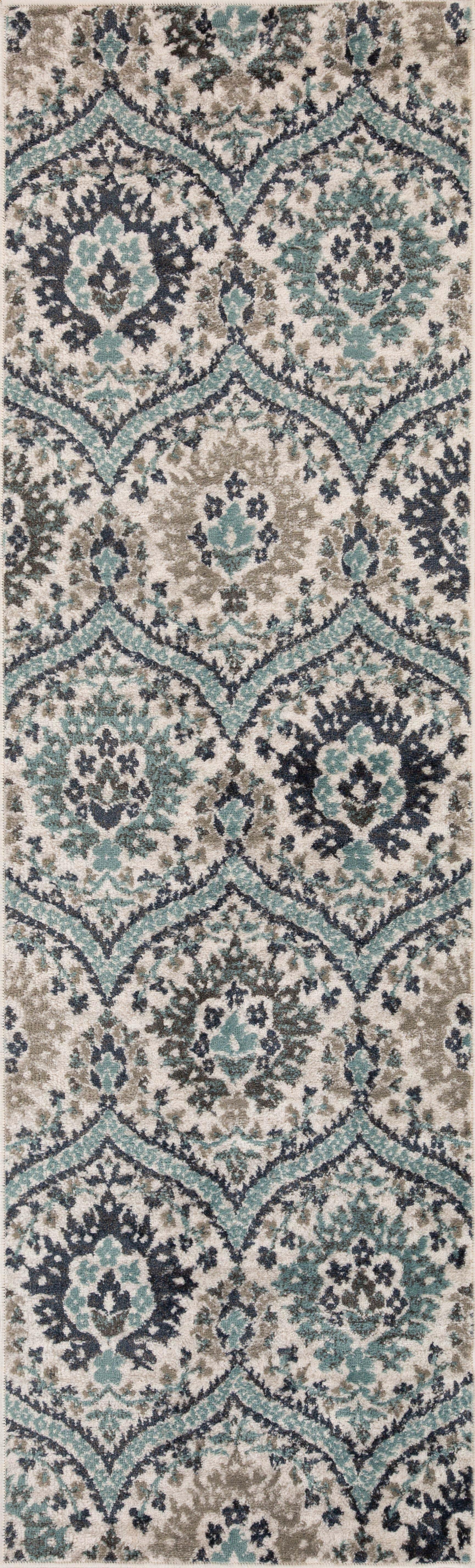 Augusta Vintage Floral Damask Indoor Area Rug or Runner