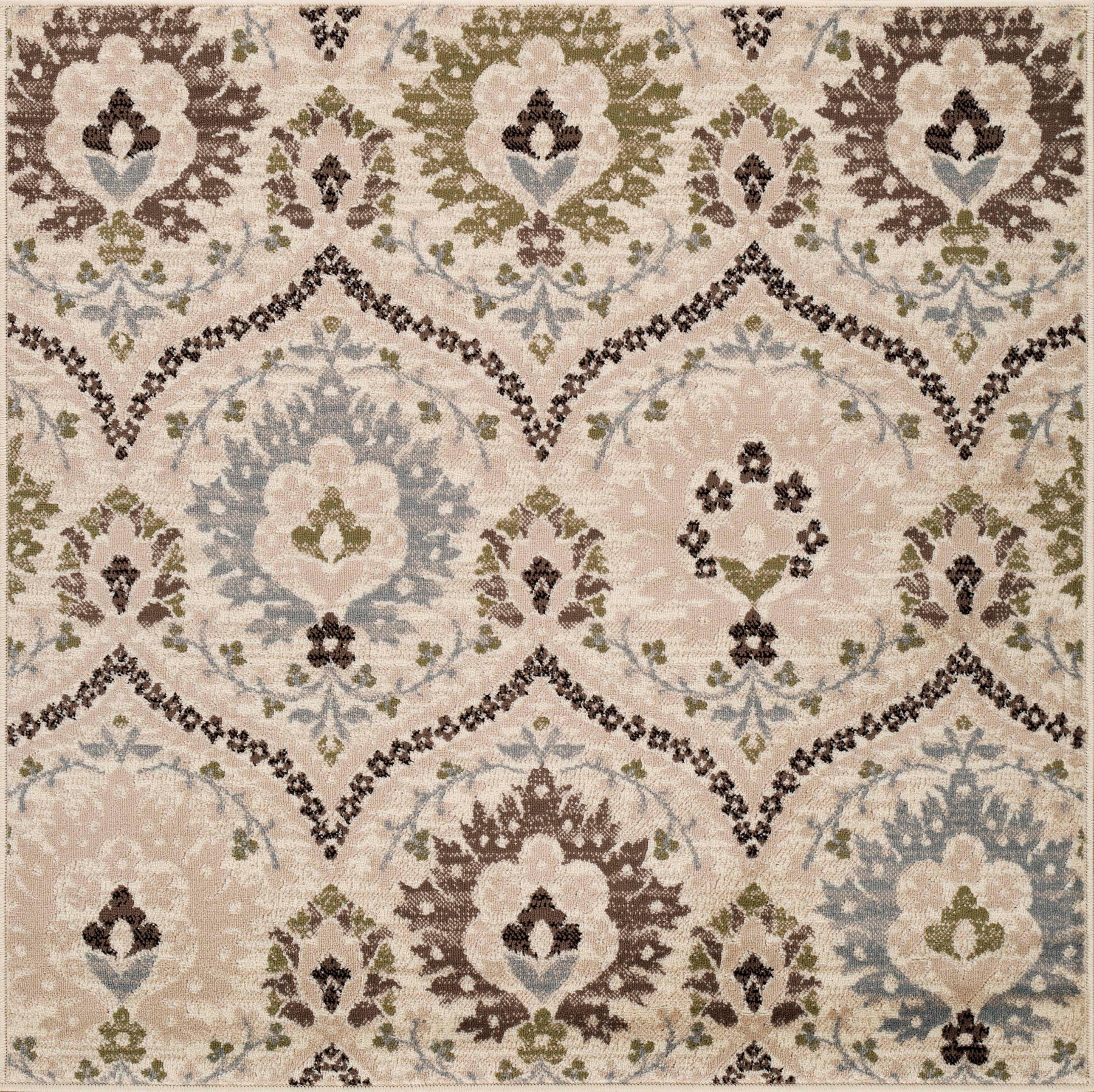 Augusta Vintage Floral Damask Indoor Area Rug or Runner