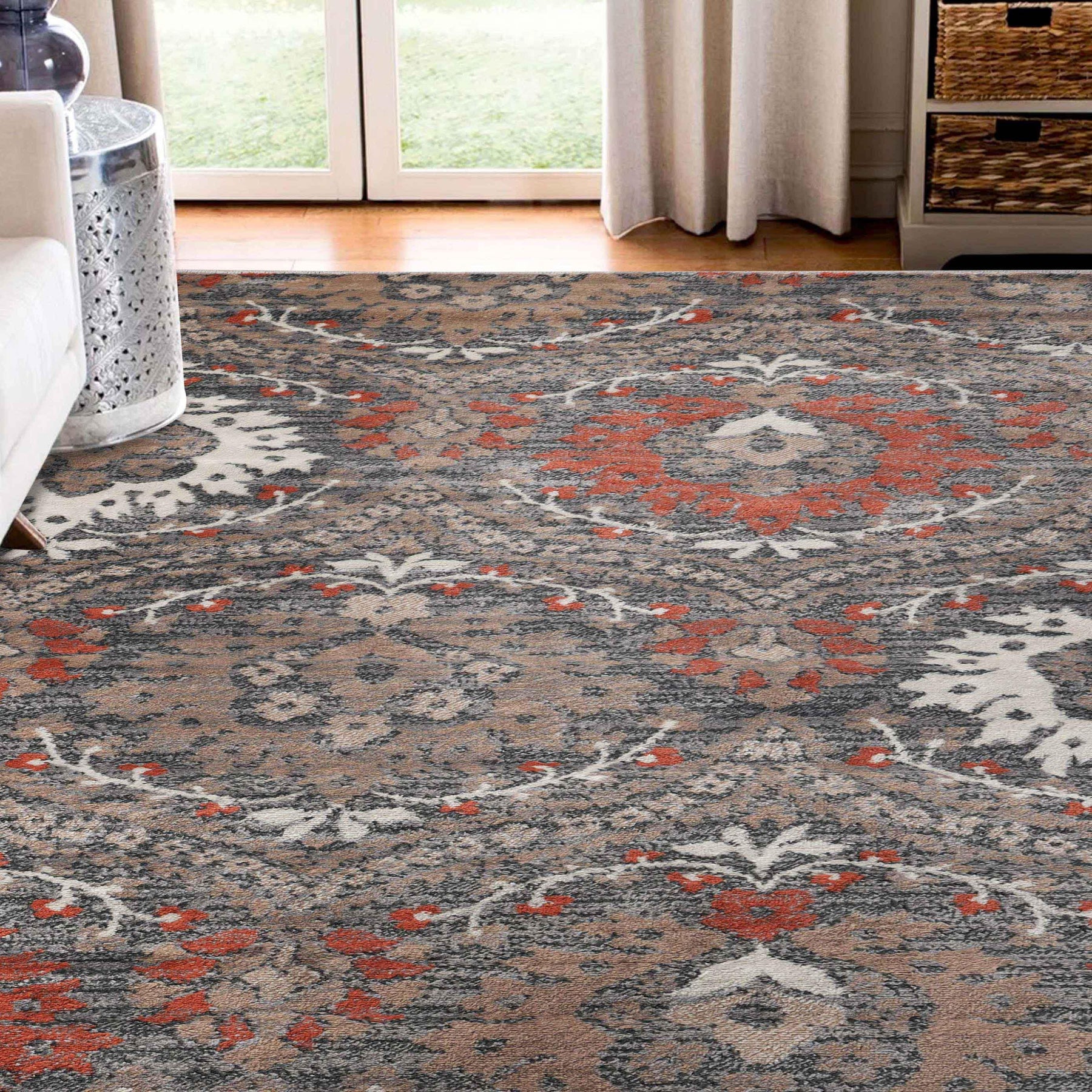 Augusta Vintage Floral Damask Indoor Area Rug or Runner