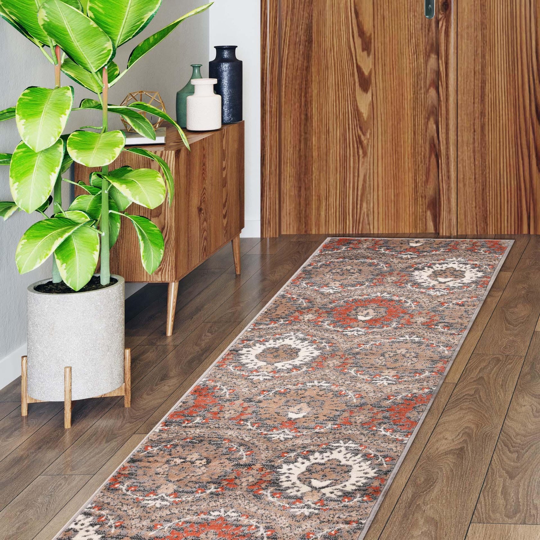 Augusta Vintage Floral Damask Indoor Area Rug or Runner
