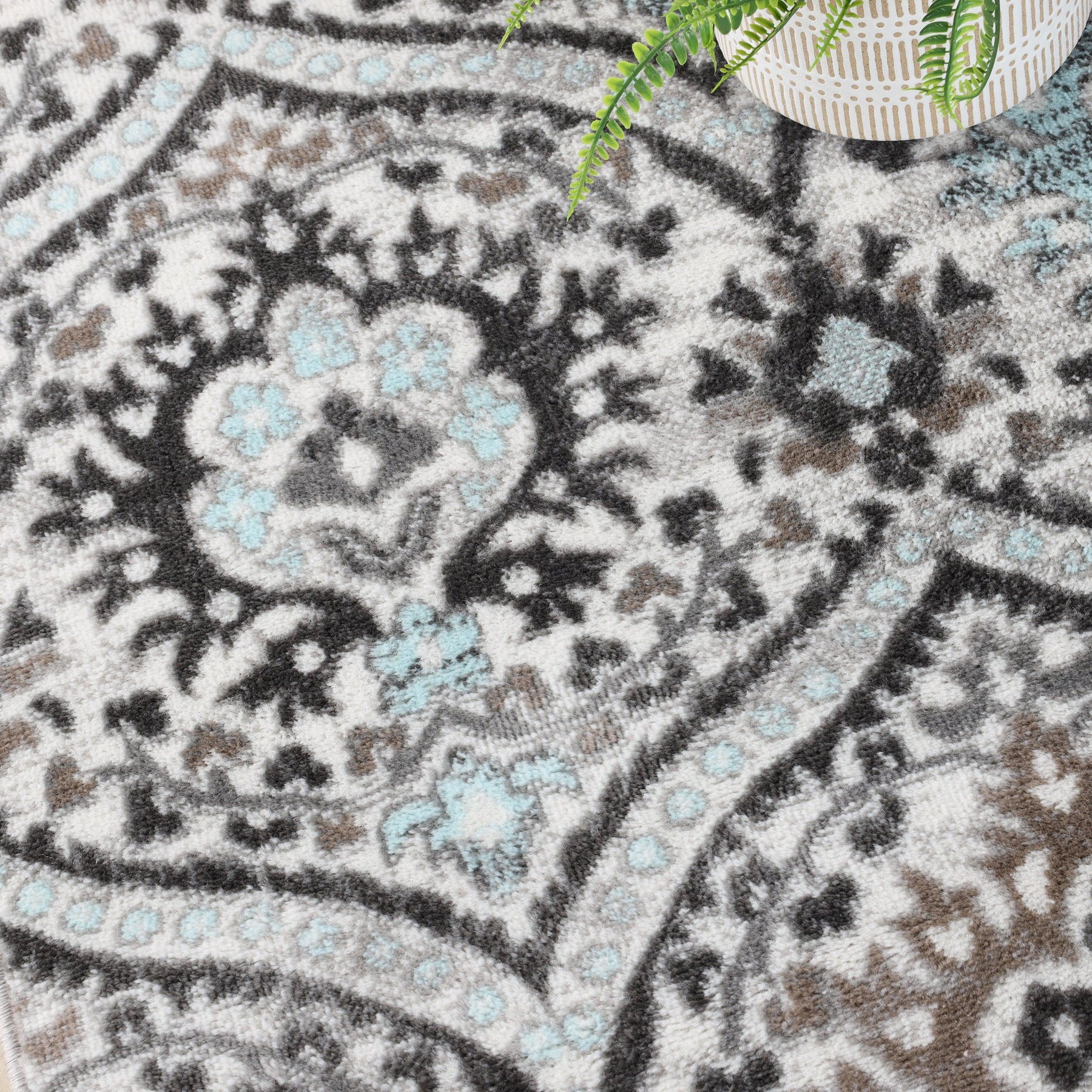 Augusta Vintage Floral Damask Indoor Area Rug or Runner