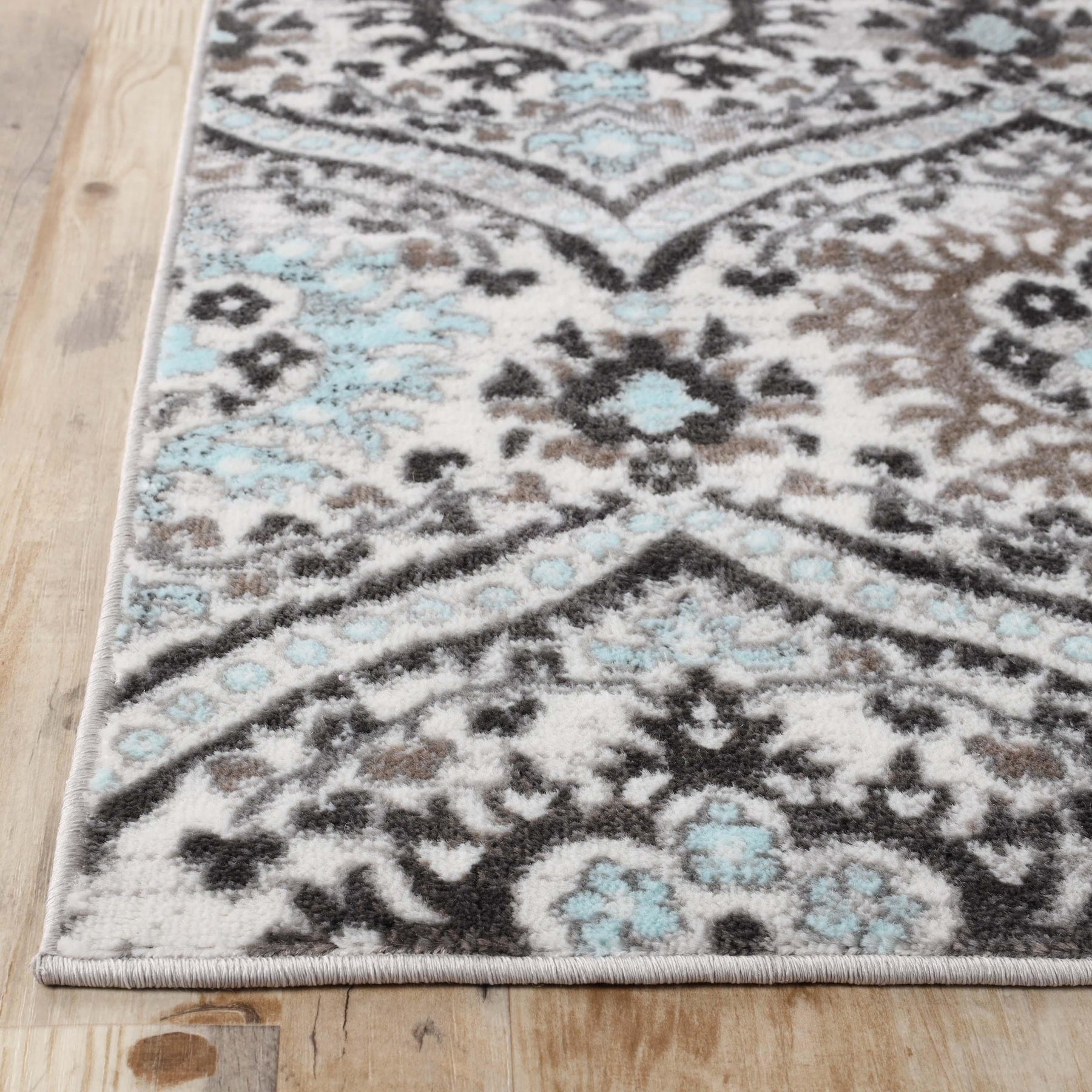 Augusta Vintage Floral Damask Indoor Area Rug or Runner