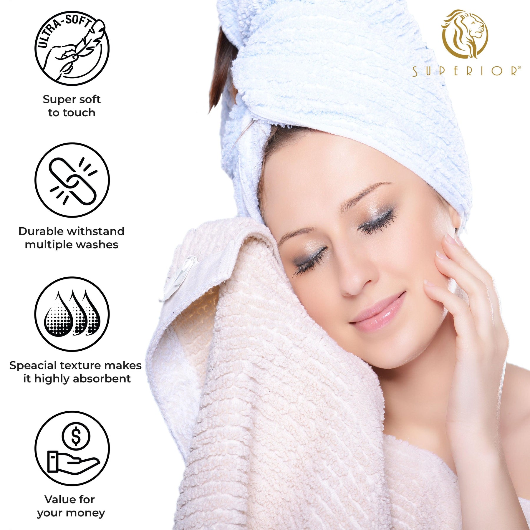 Soho Ribbed Cotton Absorbent 2 Piece Bath Sheet Towel Set