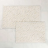 Venere Floral Scroll Textured Washable Bath Rugs, Set of 2
