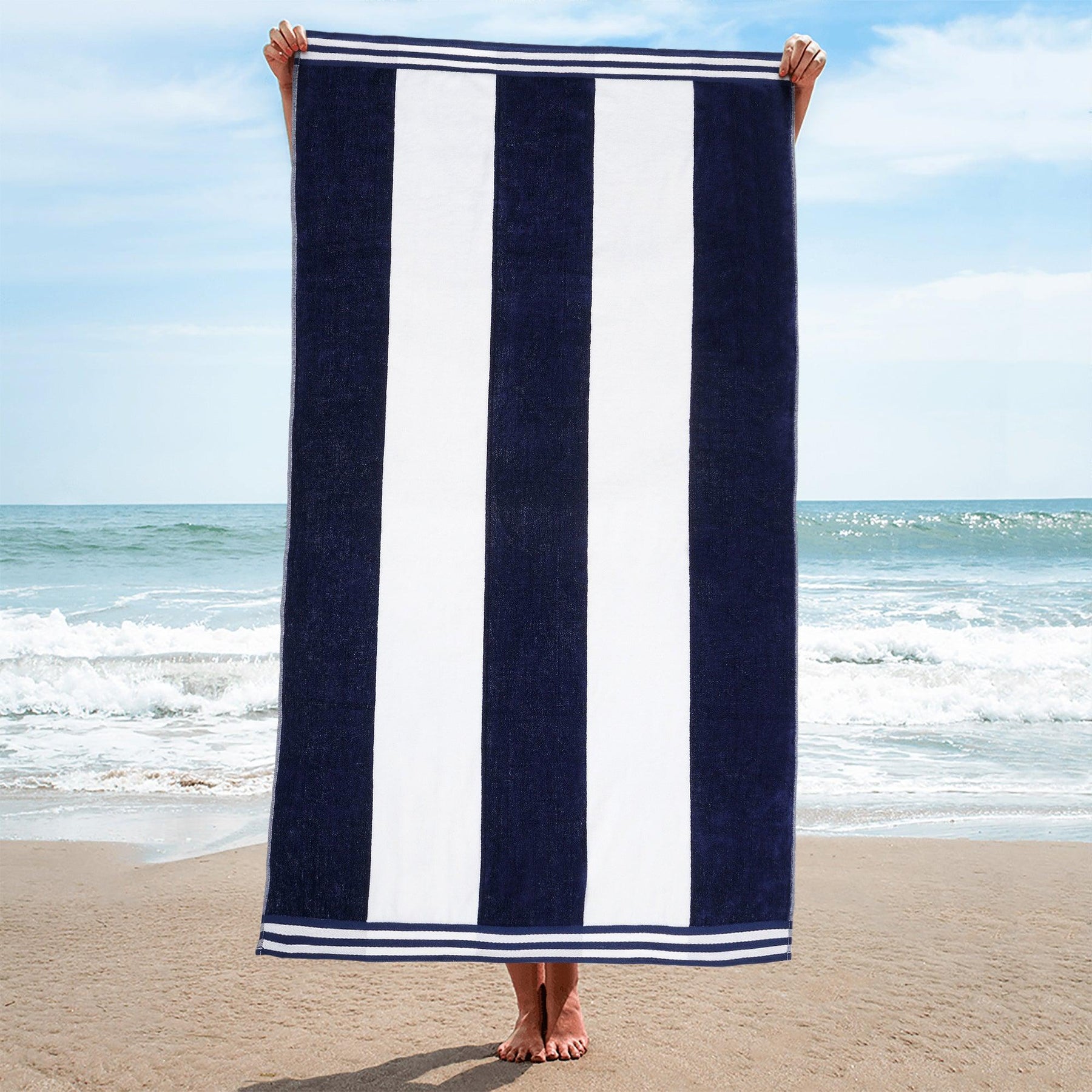 Cabana Stripe Oversized Cotton Beach Towel Set Of 2,4,6
