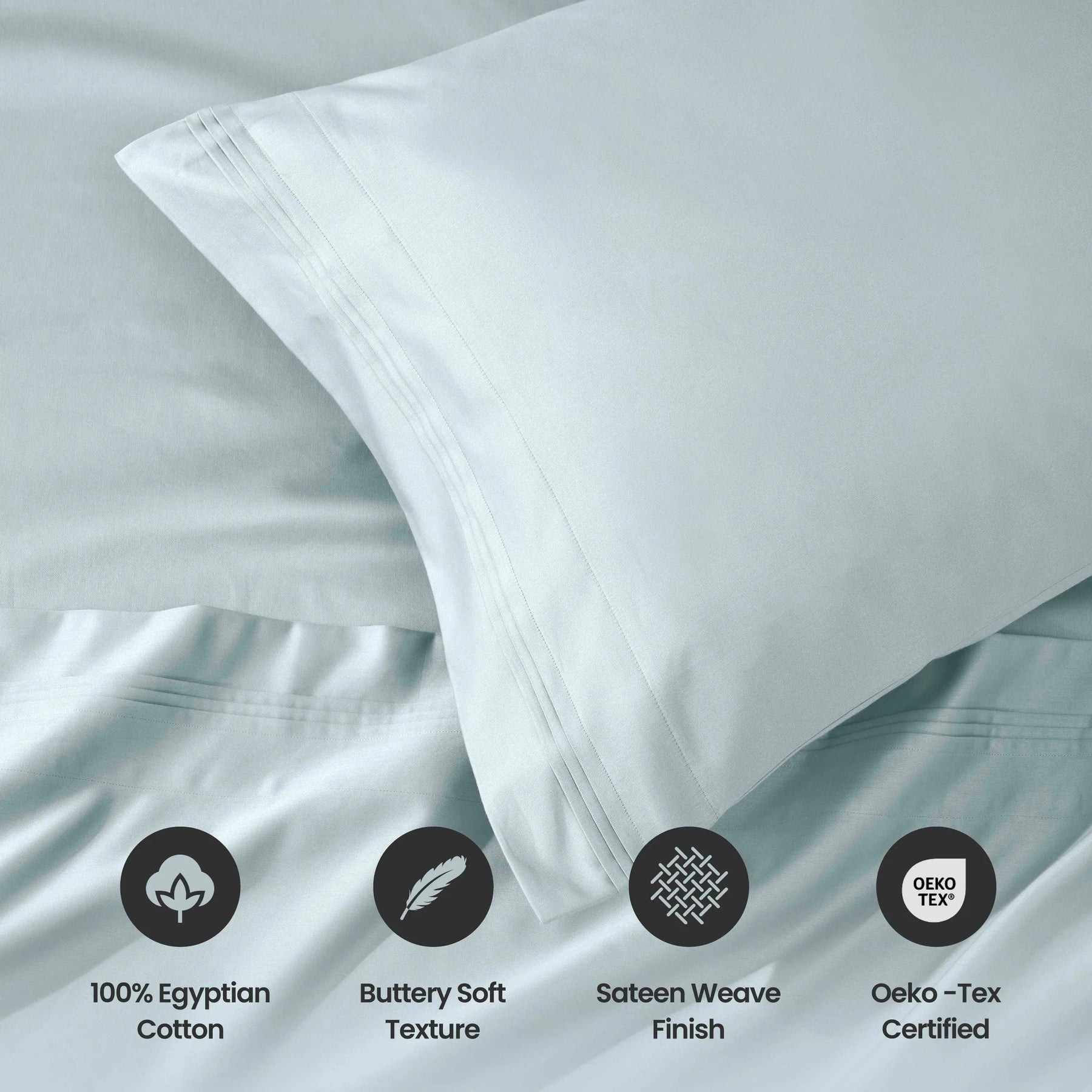 1000 Thread Count Egyptian Cotton Solid Pillowcase Set