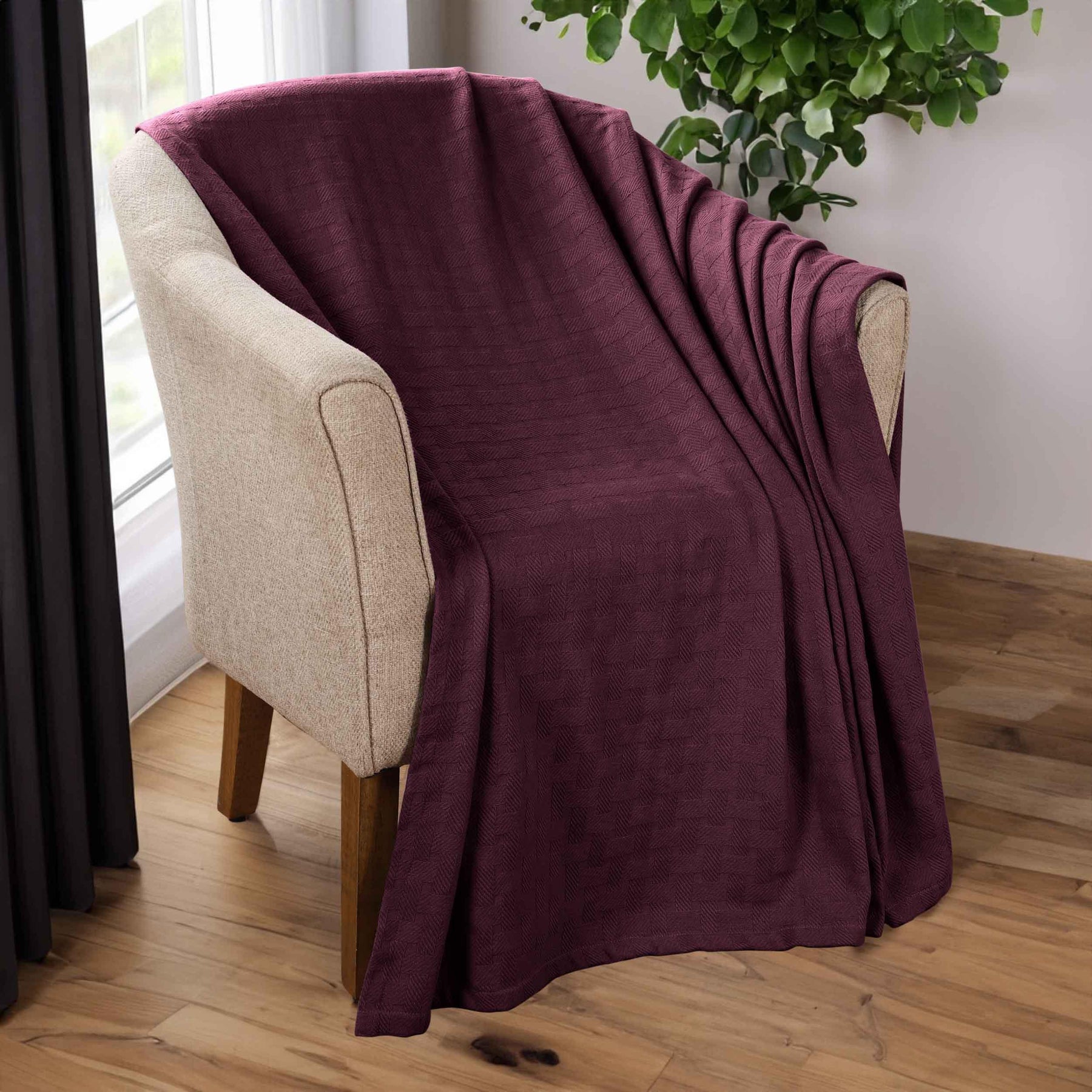 Basketweave Classic Farmhouse All-Season Cotton Blanket