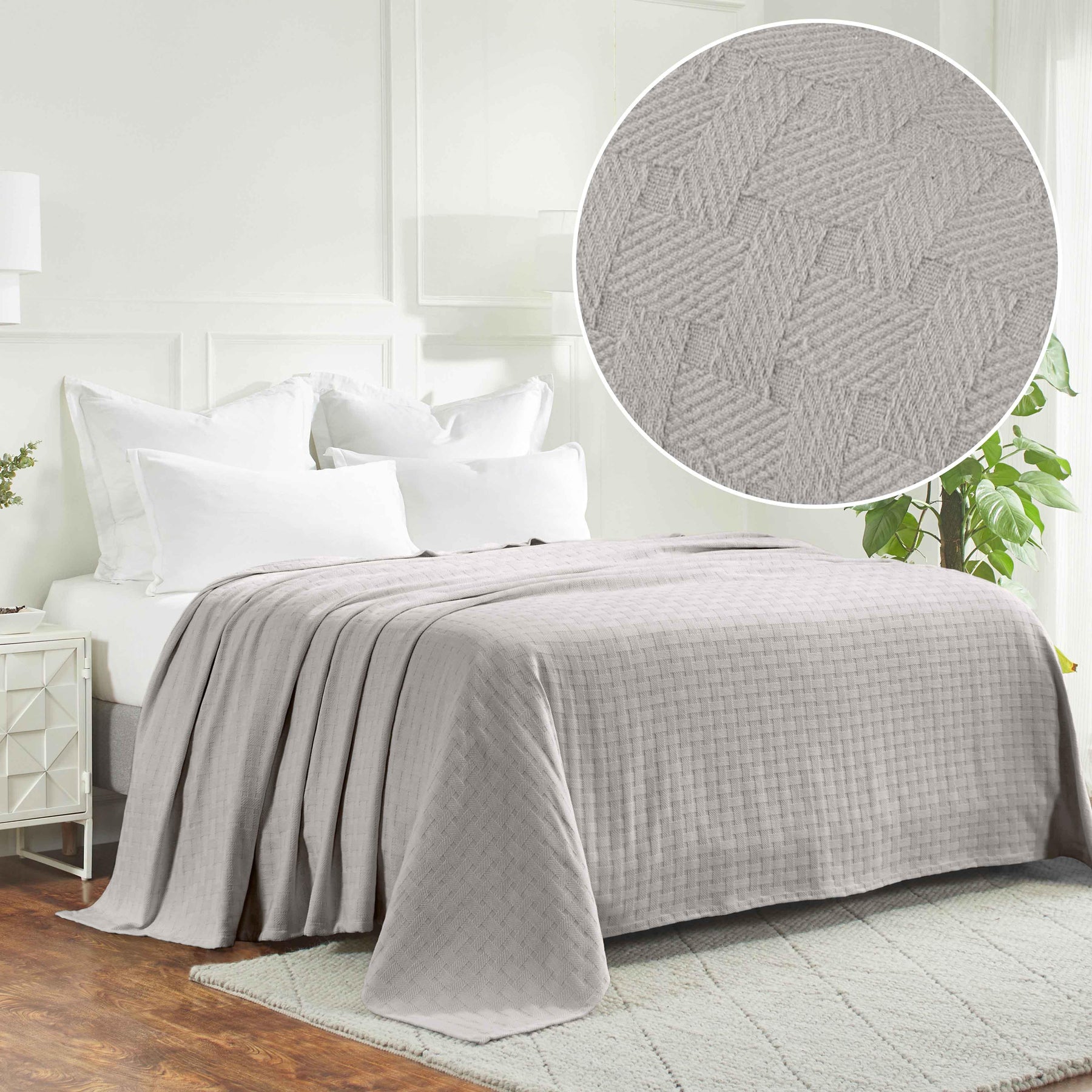 Basketweave Classic Farmhouse All-Season Cotton Blanket