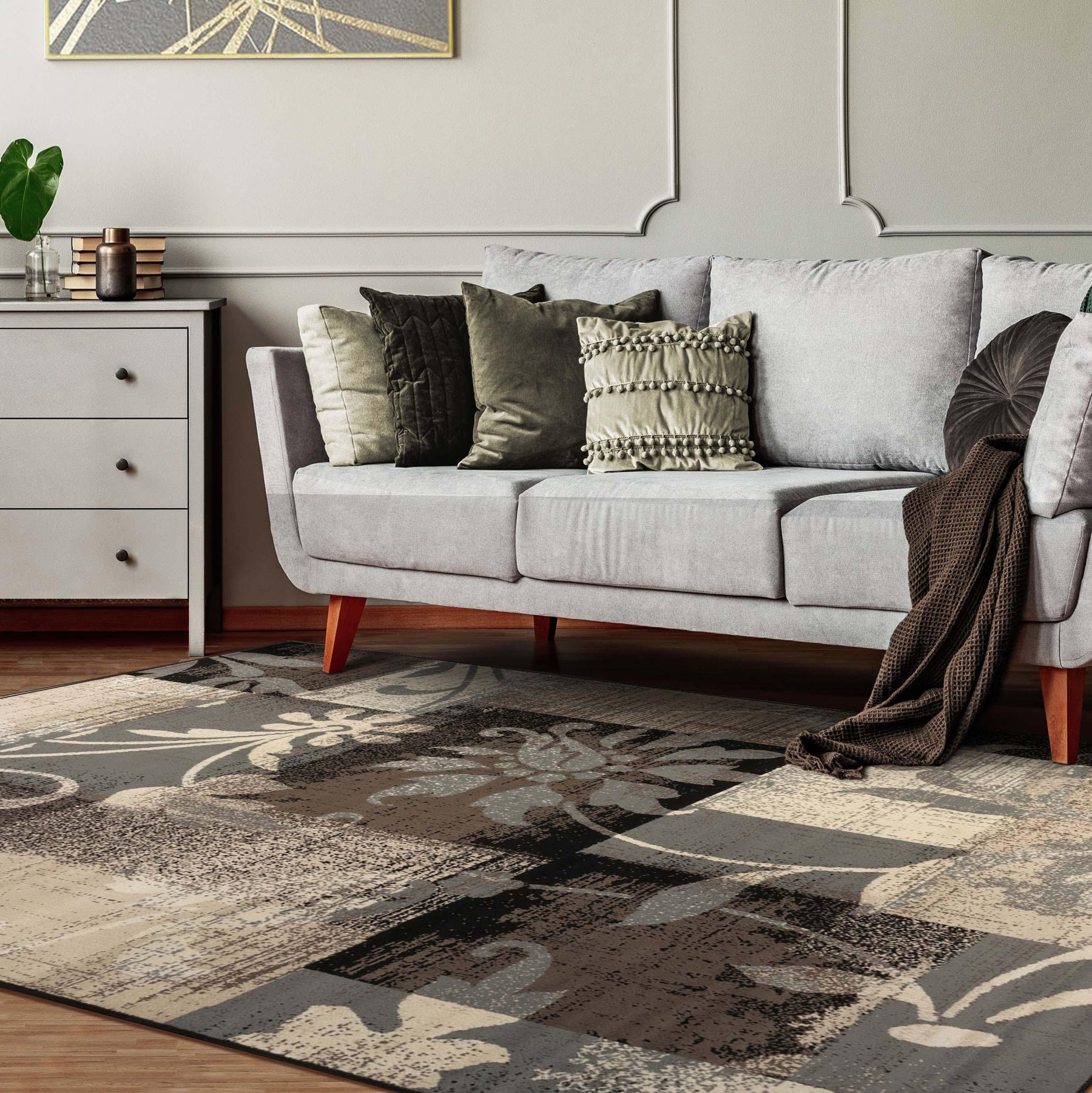 Pastiche Contemporary Floral Patchwork Indoor Area Rug or Runner