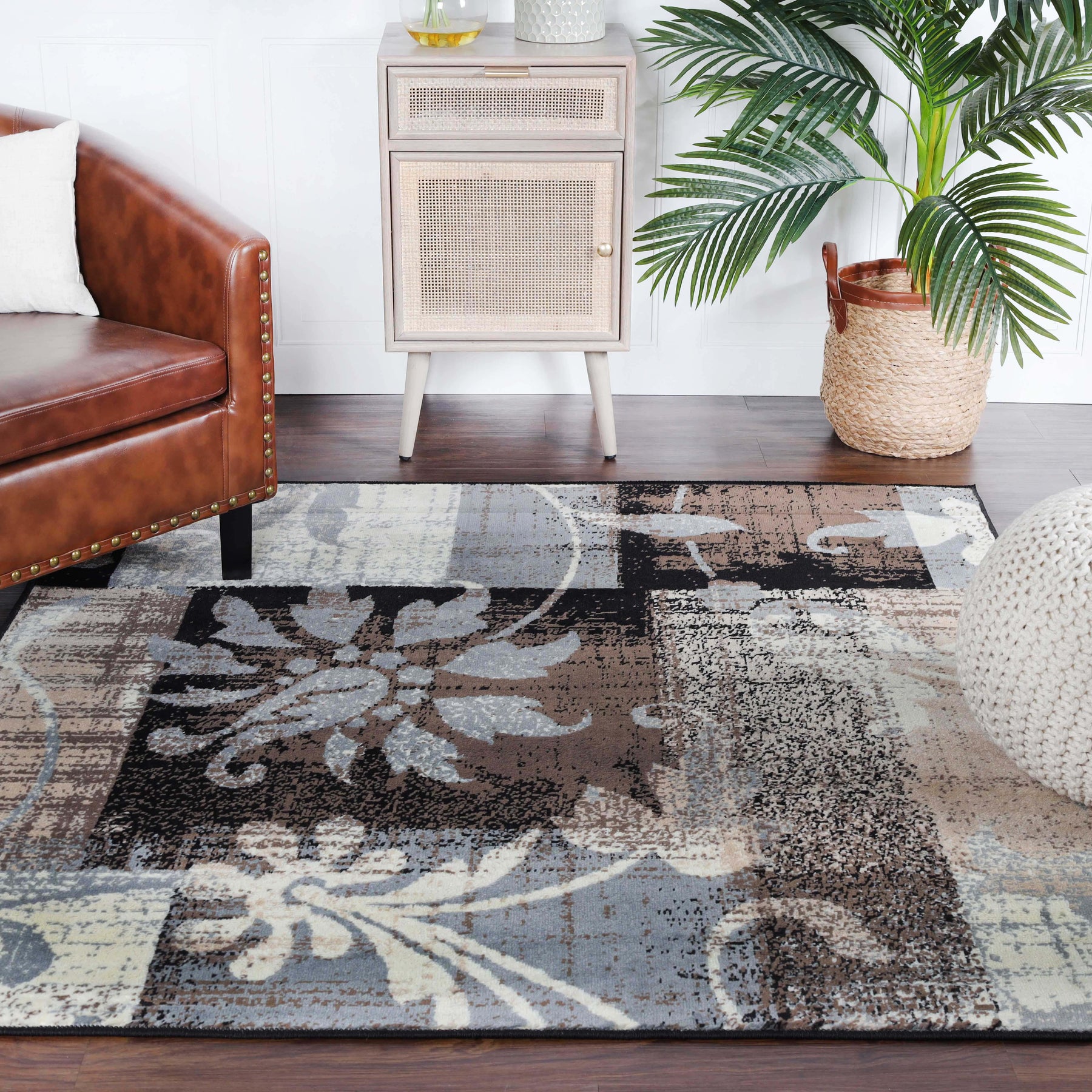 Pastiche Contemporary Floral Patchwork Indoor Area Rug or Runner