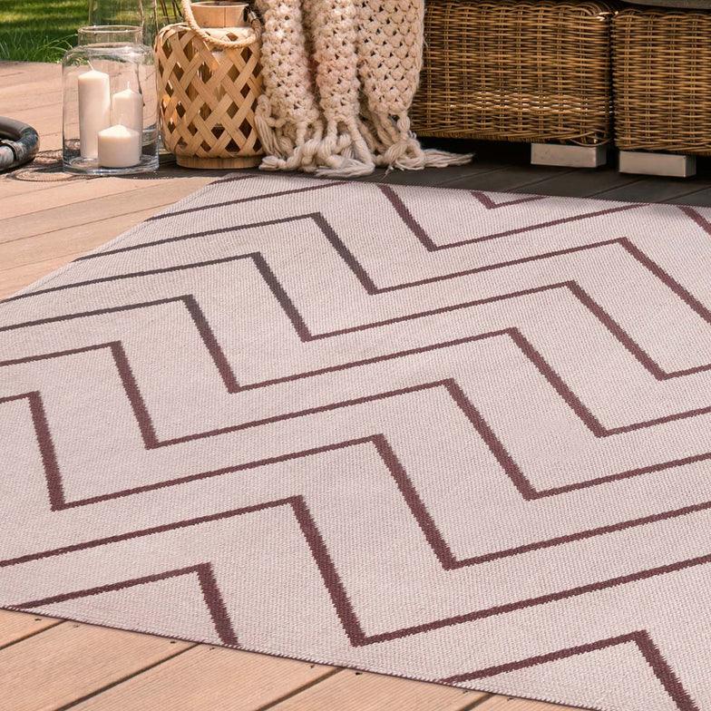 Contemporary Chevron Zig-Zag Indoor Outdoor Area Rug