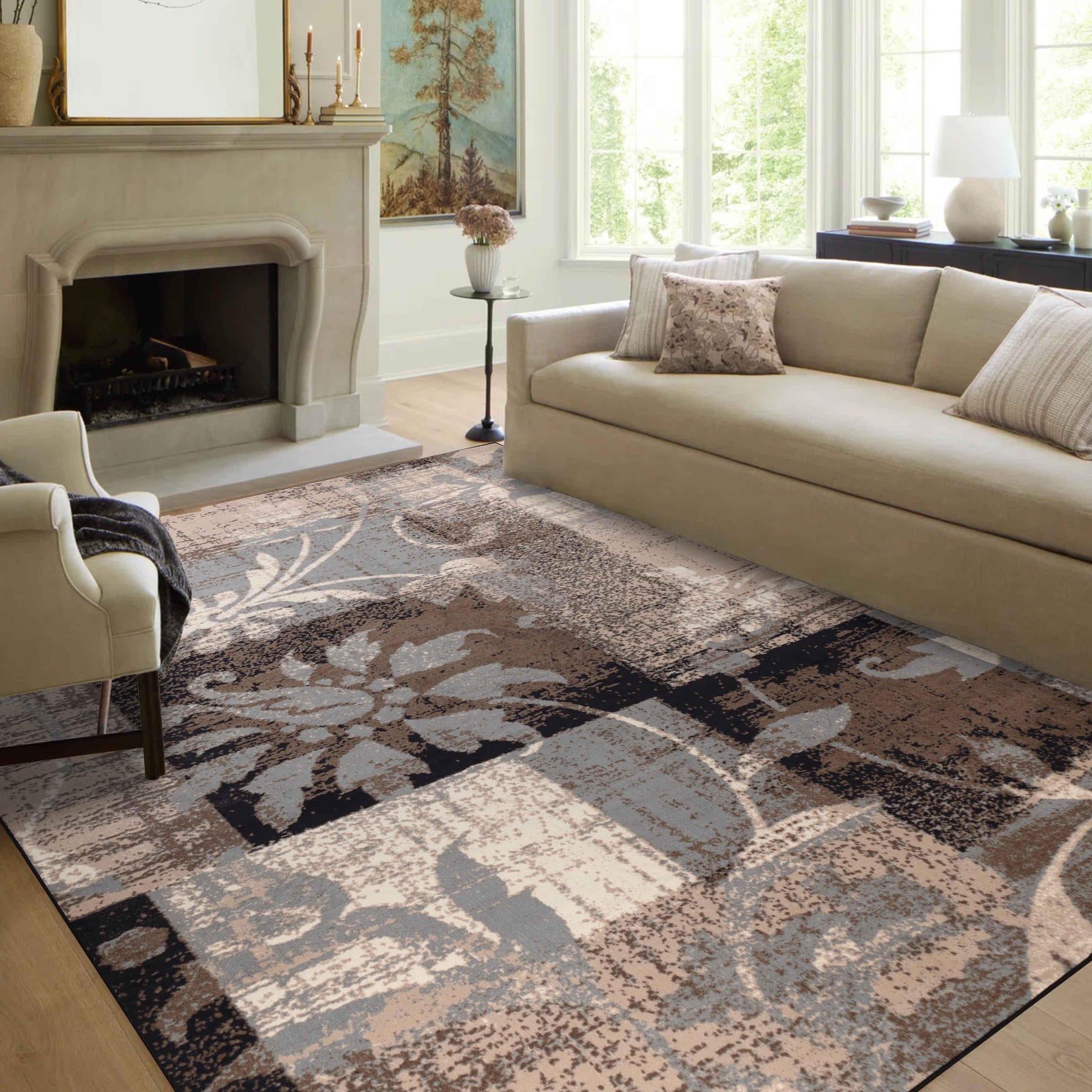 Pastiche Contemporary Floral Patchwork Indoor Area Rug or Runner