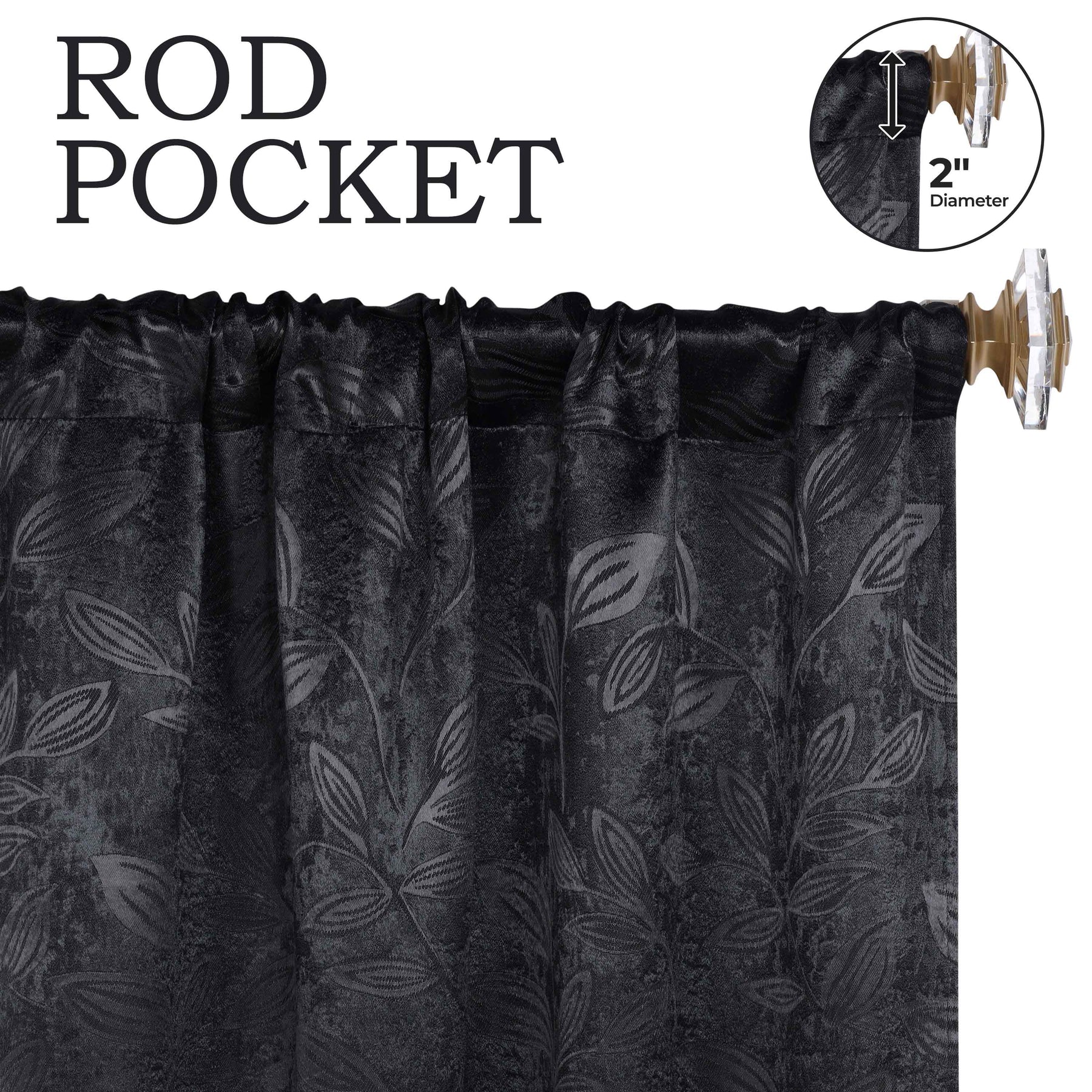 Leaves Room Darkening Washable Blackout Curtain Panels, Set of 2