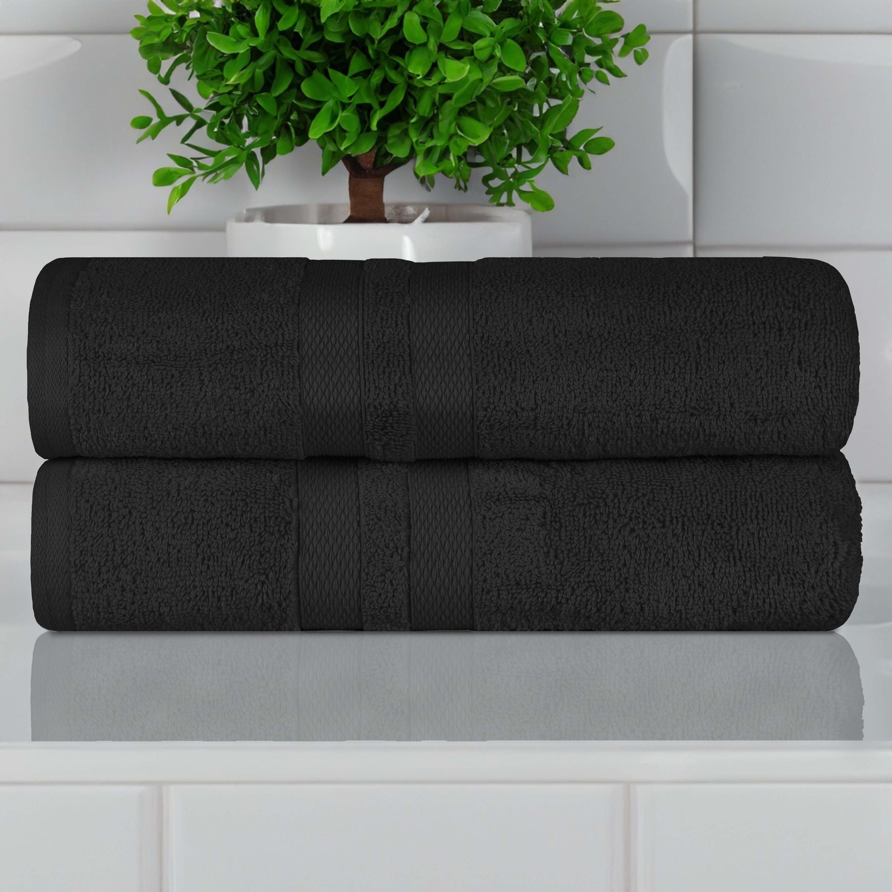 Ultra-Soft Cotton Solid Medium Weight Absorbent Bath Towel Set of 2