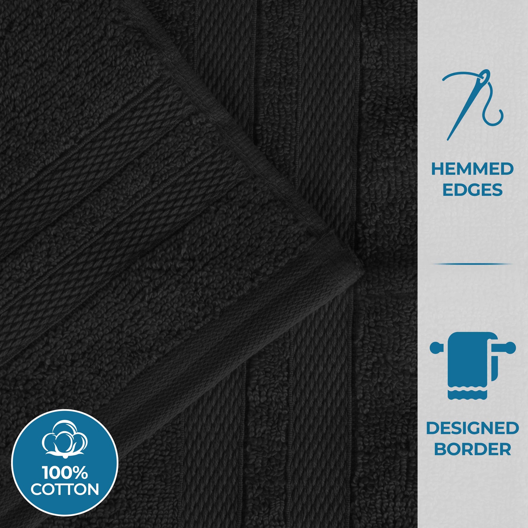 Ultra-Soft Cotton Solid Medium Weight Absorbent Bath Towel Set of 2