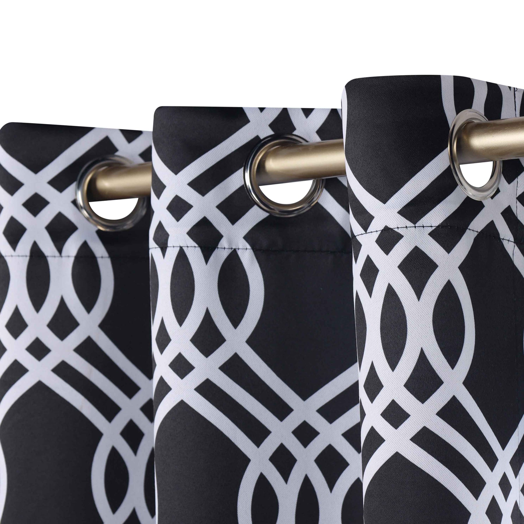 Ribbon Trellis Washable Room Darkening Blackout Curtains, Set of 2