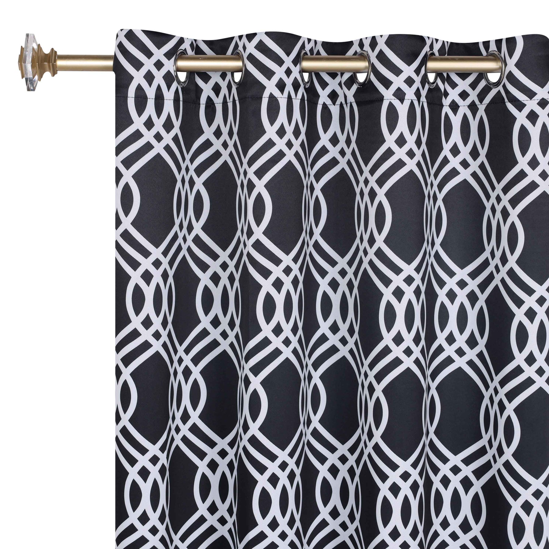 Ribbon Trellis Washable Room Darkening Blackout Curtains, Set of 2