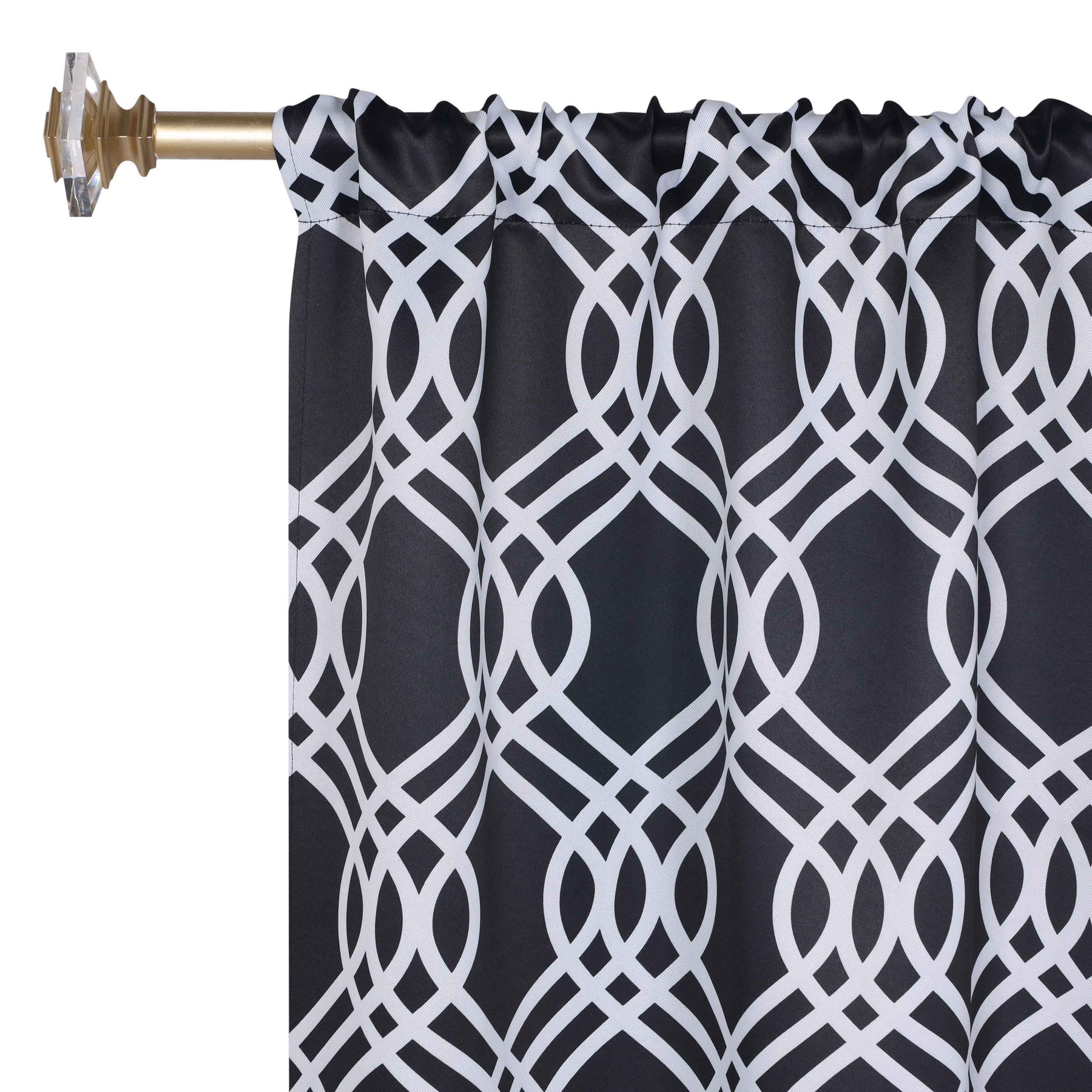 Ribbon Trellis Washable Room Darkening Blackout Curtains, Set of 2