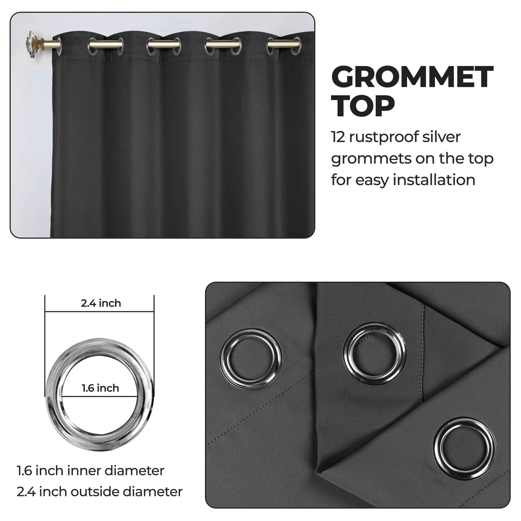 Classic Modern Solid Room Darkening Blackout Curtain Panels, Set of 2