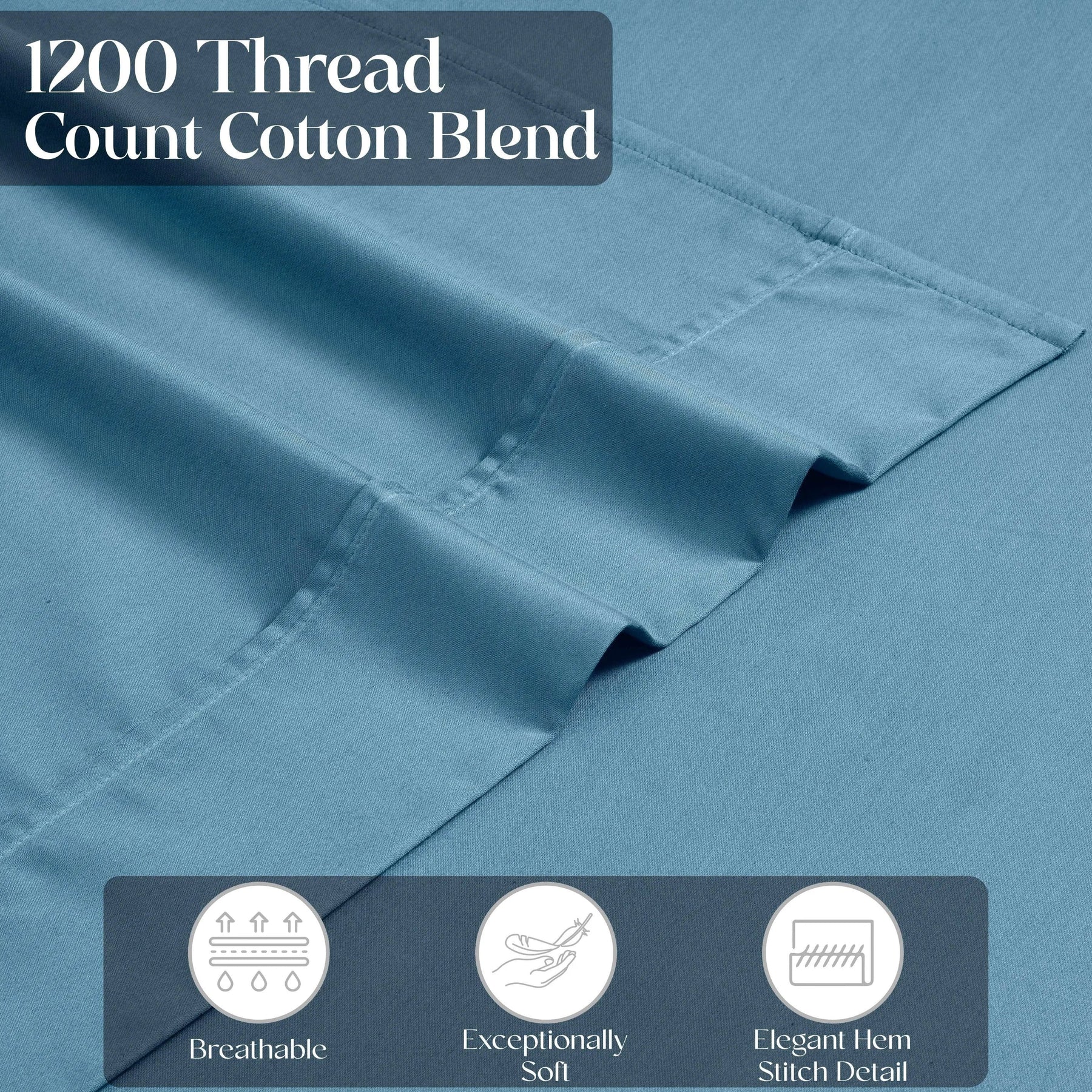 1200 Thread Count Cotton Rich Solid Deep Pocket Bed Sheet Set