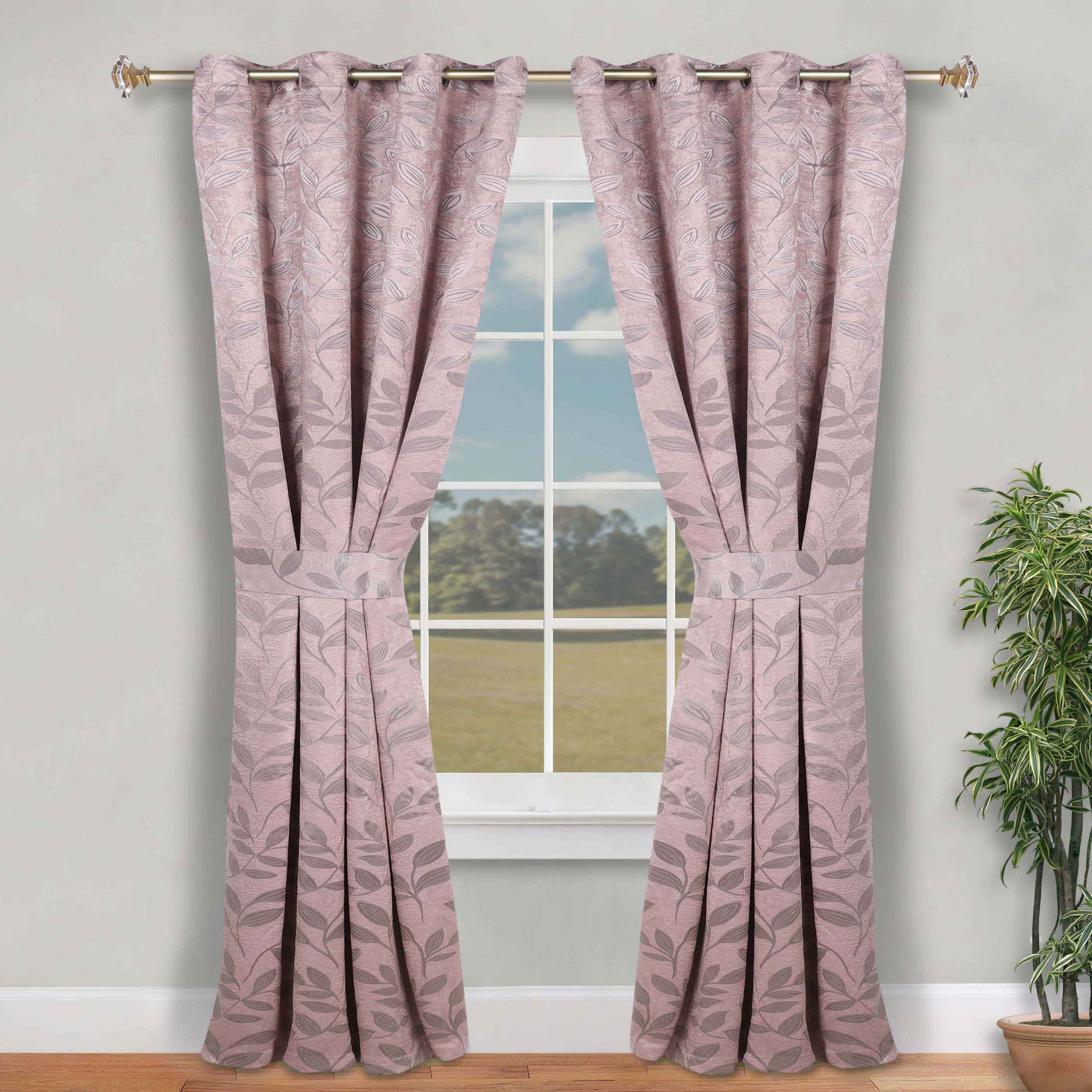 Leaves Room Darkening Washable Blackout Curtain Panels, Set of 2