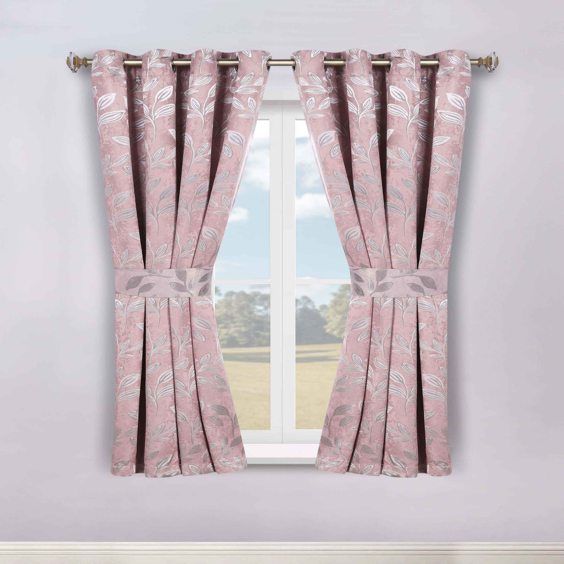 Leaves Room Darkening Washable Blackout Curtain Panels, Set of 2
