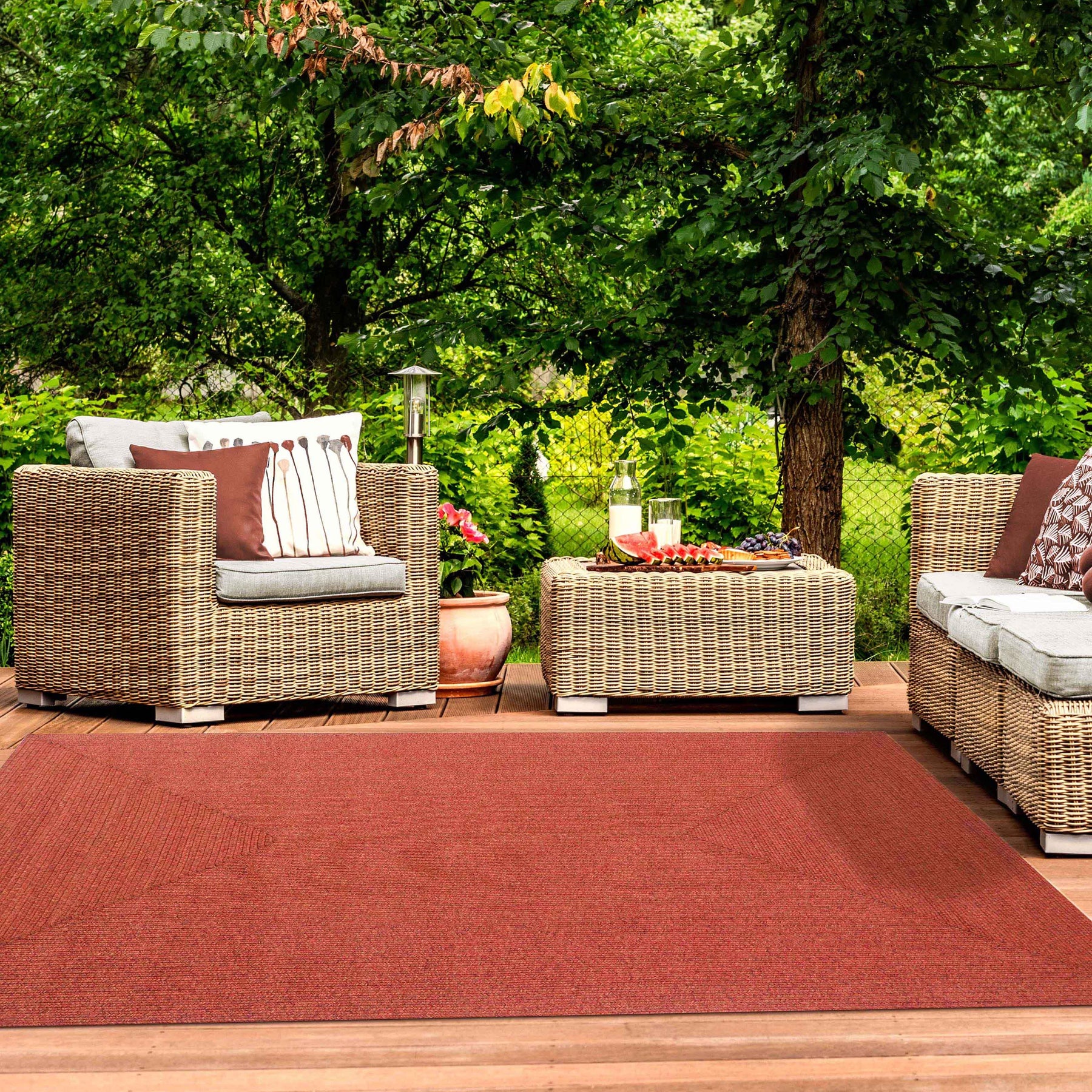 Bohemian Indoor Outdoor Rugs Solid Rectangle Braided Area Rug
