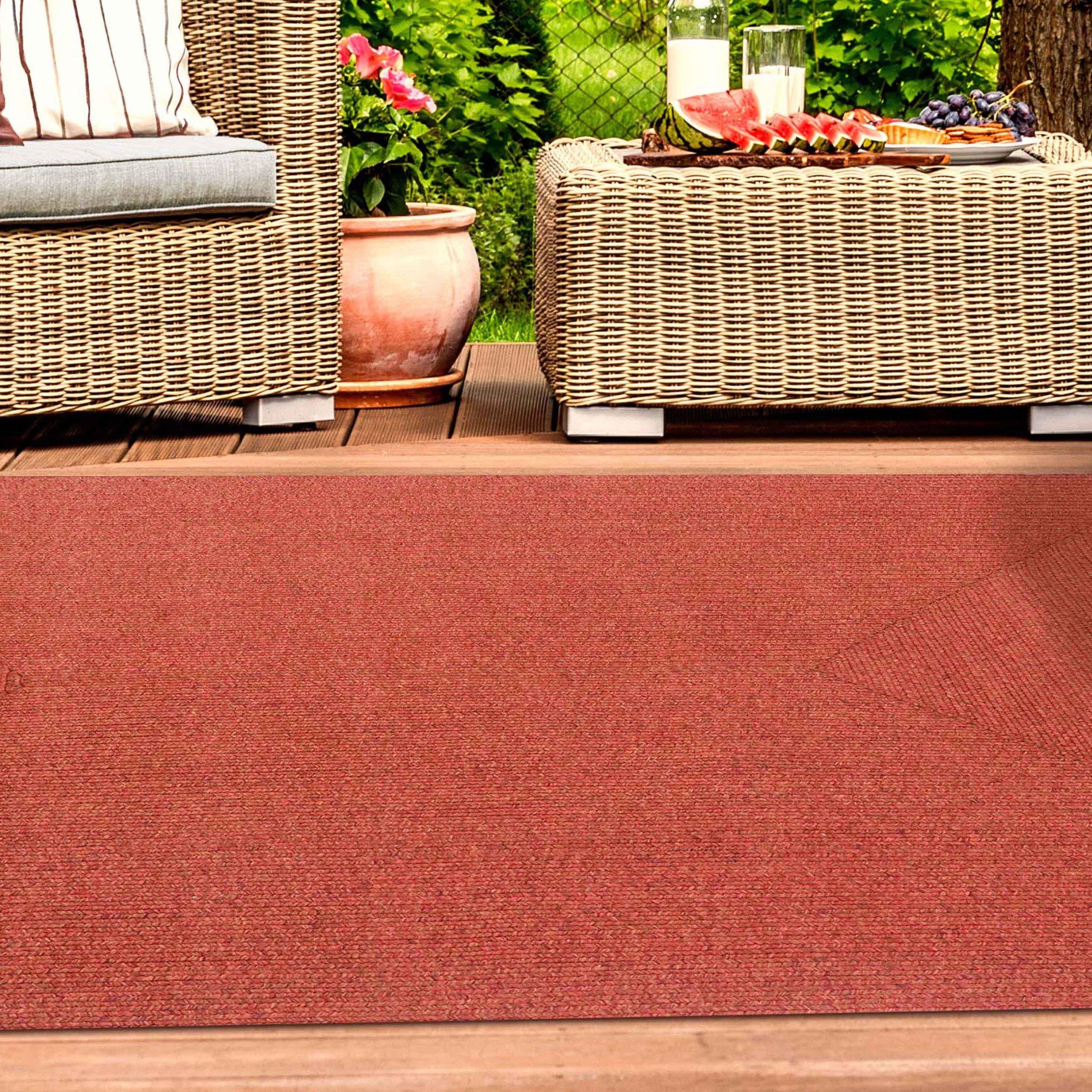 Bohemian Indoor Outdoor Rugs Solid Rectangle Braided Area Rug