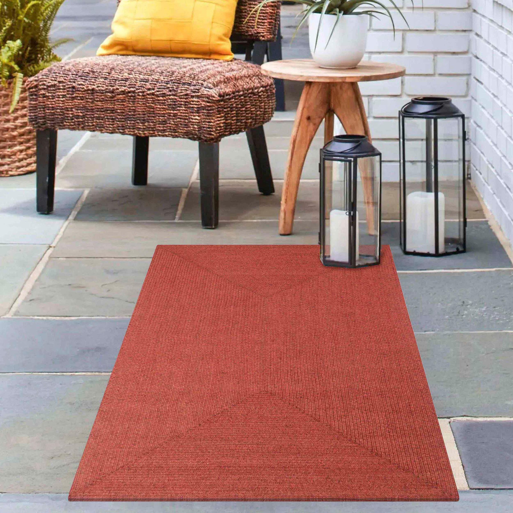 Bohemian Indoor Outdoor Rugs Solid Rectangle Braided Area Rug