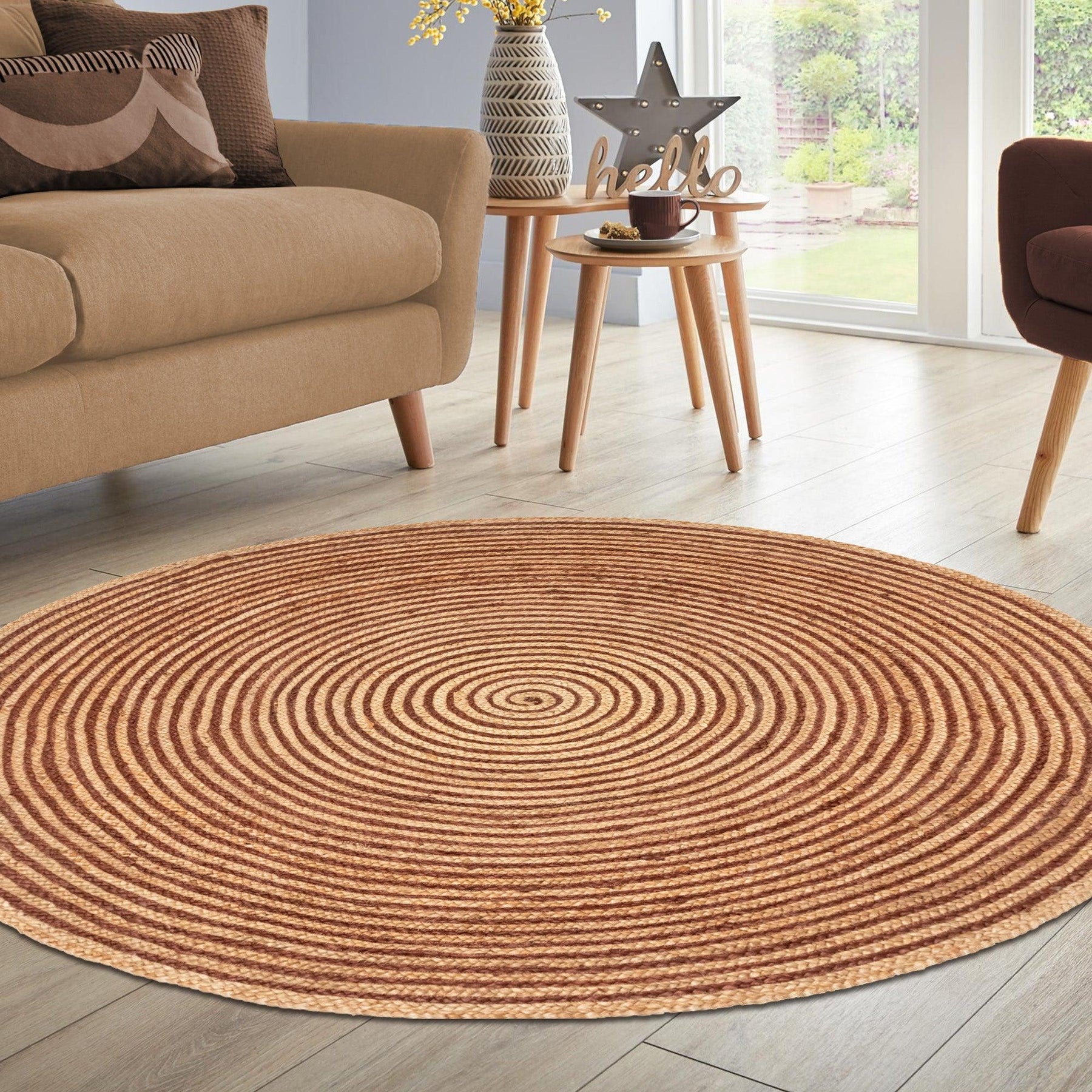 Braided Jute Reversible Round Indoor Outdoor Area Rug