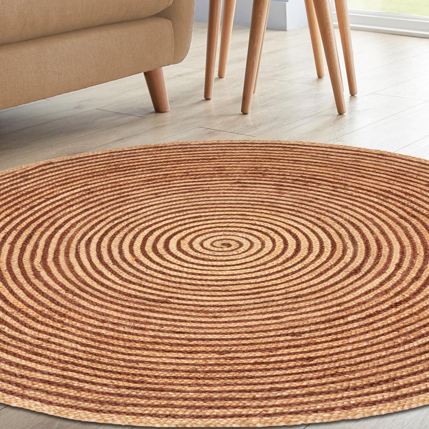Braided Jute Reversible Round Indoor Outdoor Area Rug