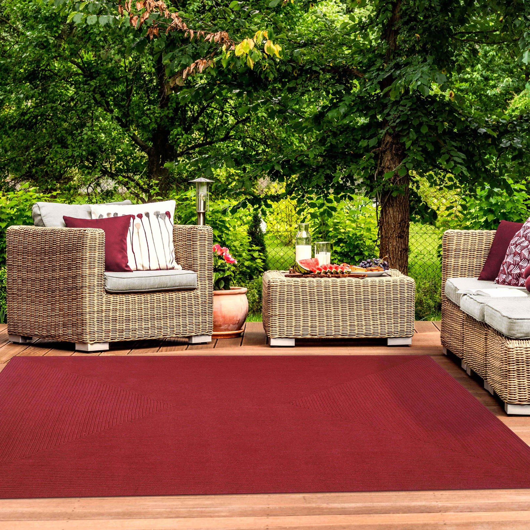 Bohemian Indoor Outdoor Rugs Solid Rectangle Braided Area Rug