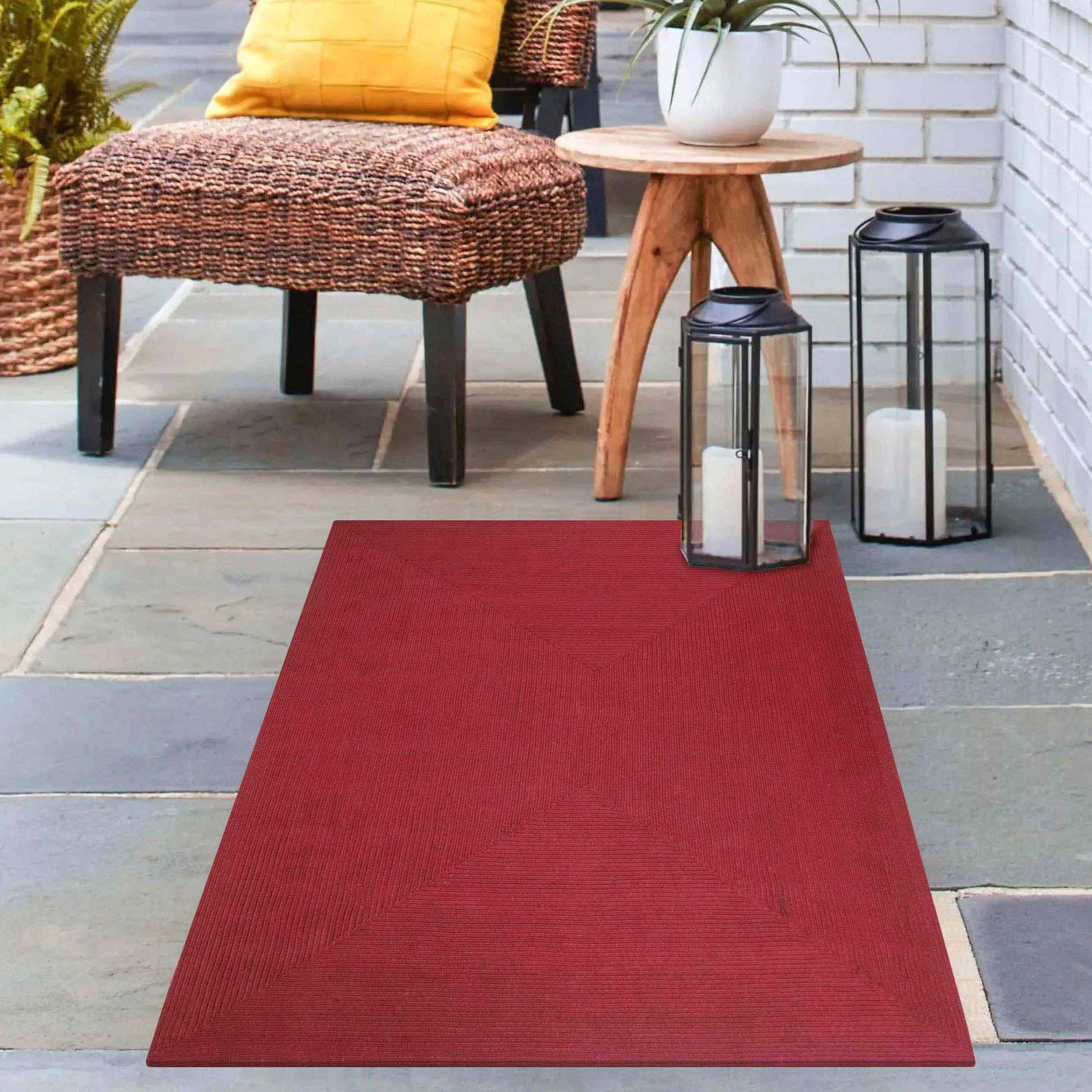 Bohemian Indoor Outdoor Rugs Solid Rectangle Braided Area Rug