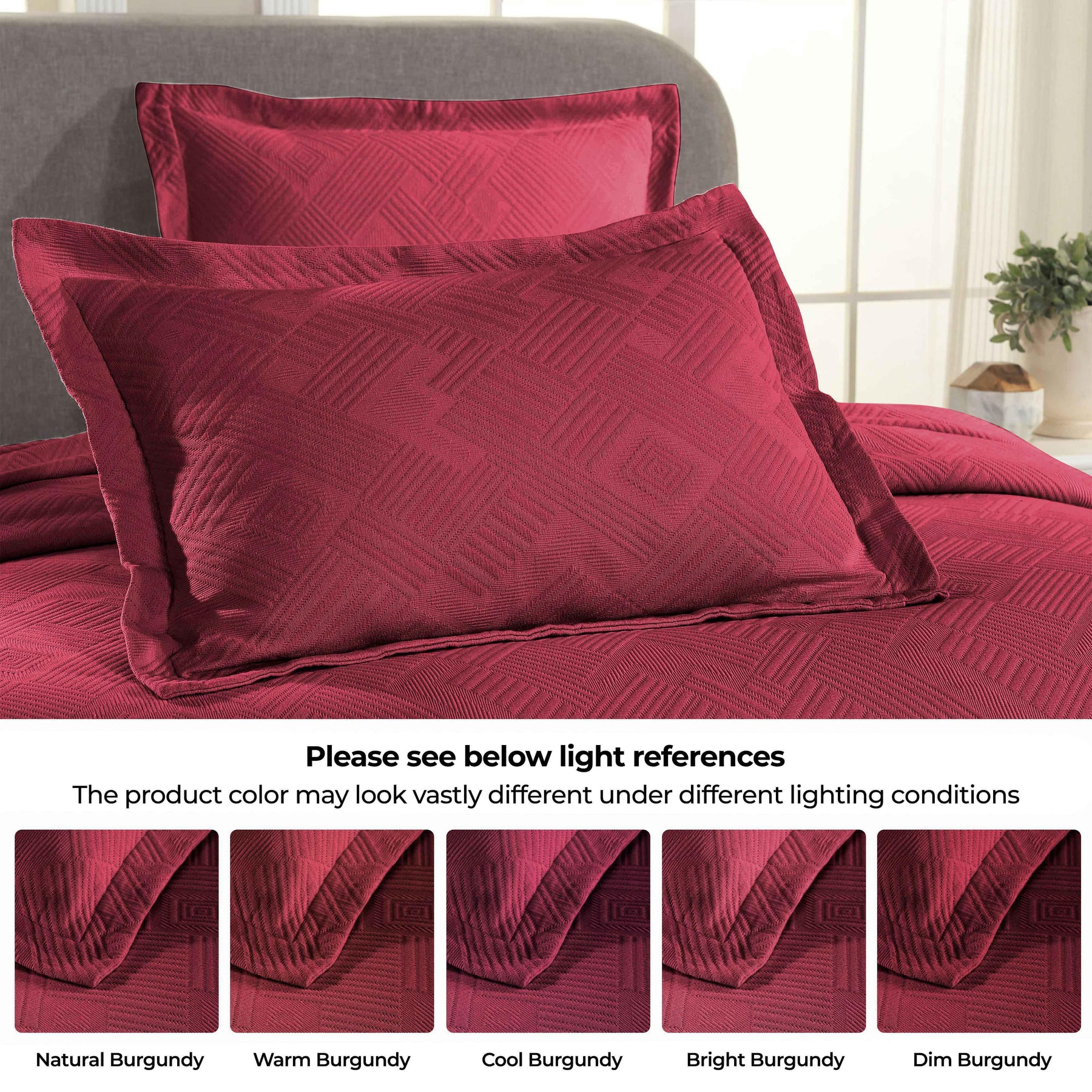 Cotton Jacquard Matelassé Scalloped Geometric Fret Bedspread Set