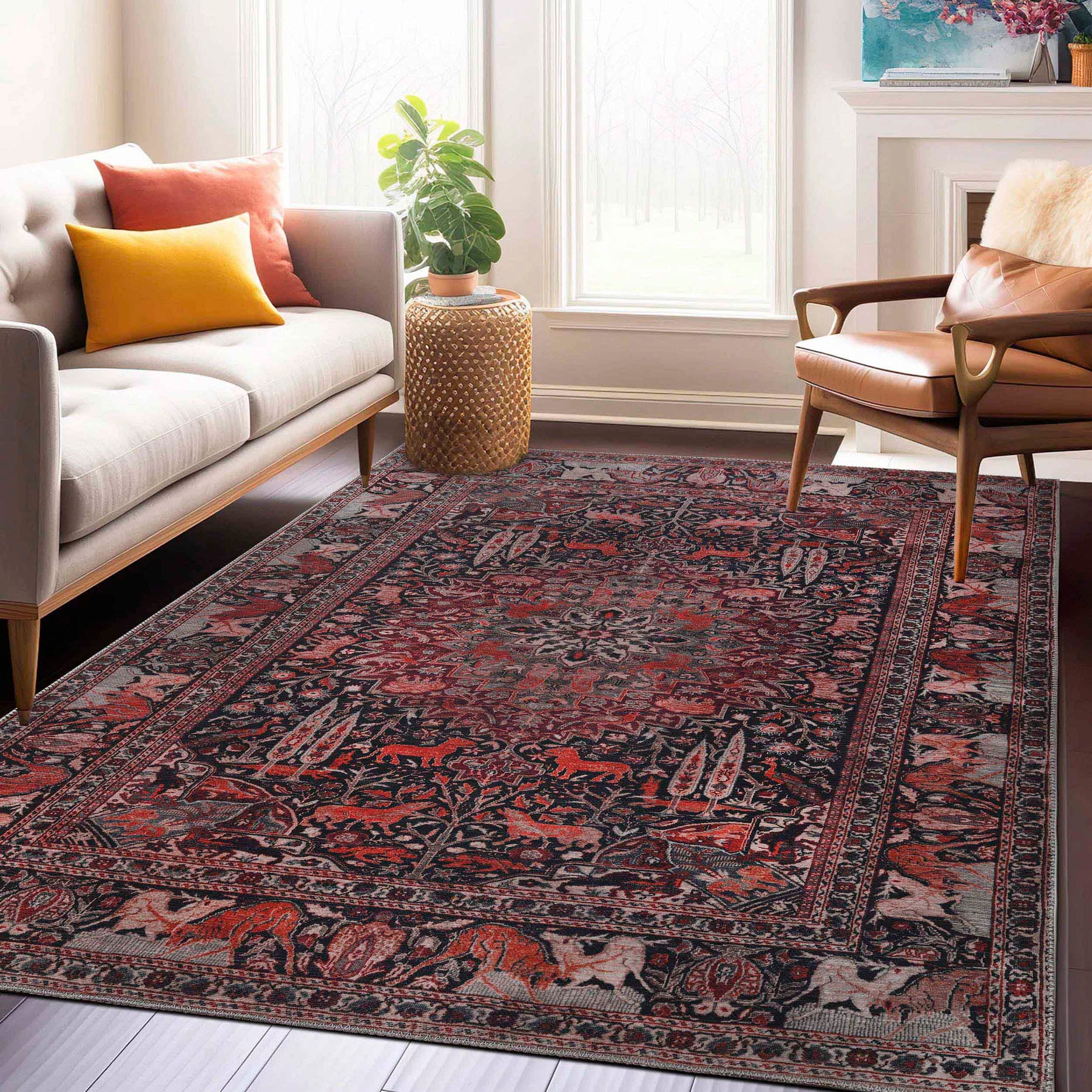 Copley Bohemian Oriental Medallion Wildlife Indoor Area Rug Or Runner