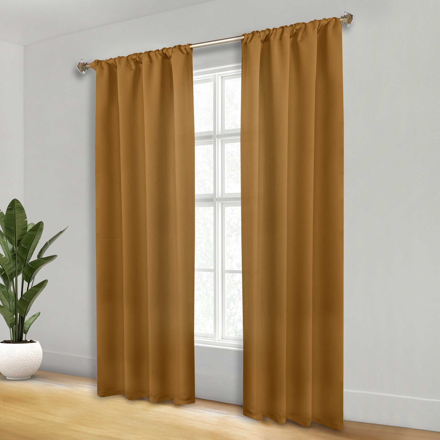 Solid Room Darkening Rod Pocket Blackout Curtain Panels, Set of 2