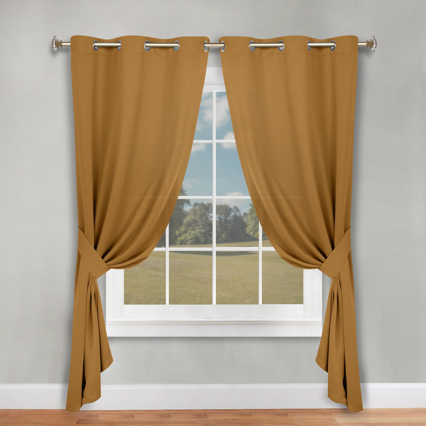 Classic Modern Solid Room Darkening Blackout Curtain Panels, Set of 2