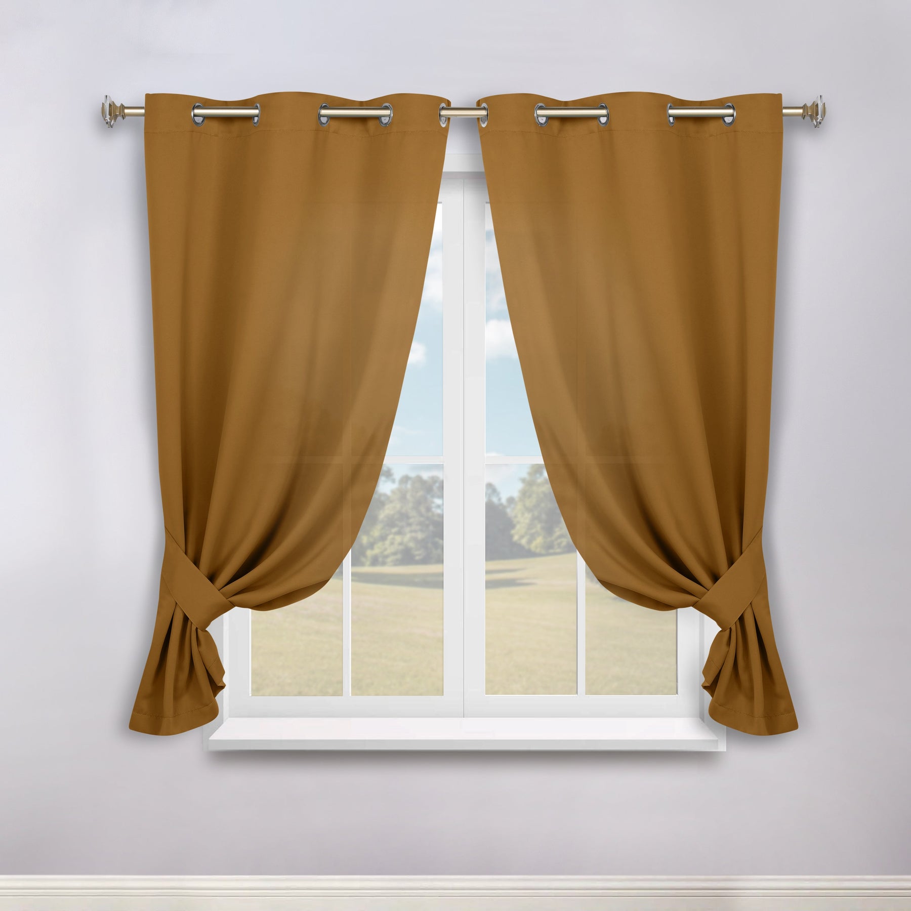 Classic Modern Solid Room Darkening Blackout Curtain Panels, Set of 2