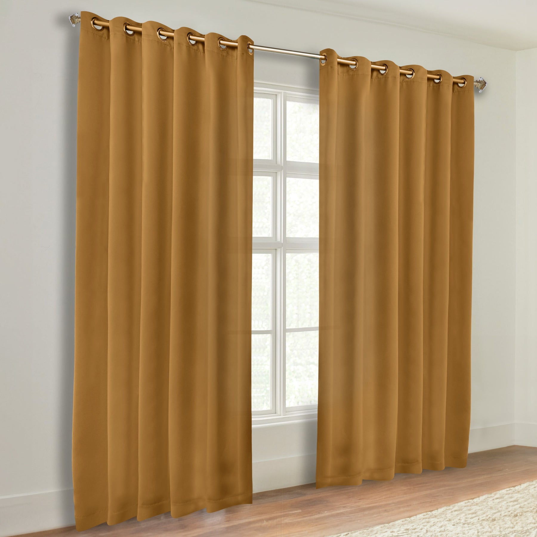 Classic Modern Solid Room Darkening Blackout Curtain Panels, Set of 2