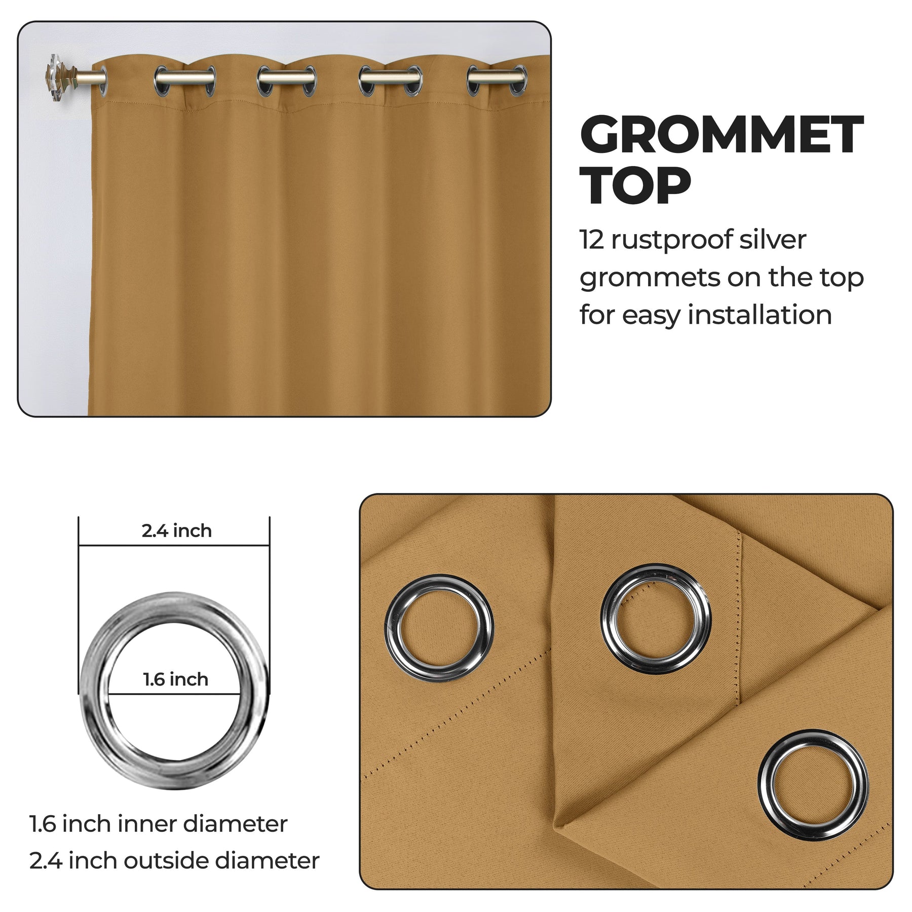 Classic Modern Solid Room Darkening Blackout Curtain Panels, Set of 2