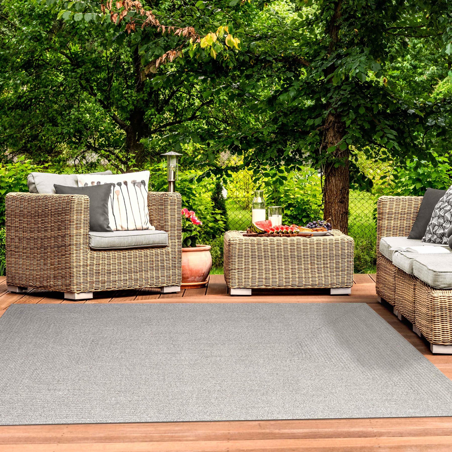 Bohemian Indoor Outdoor Rugs Solid Rectangle Braided Area Rug