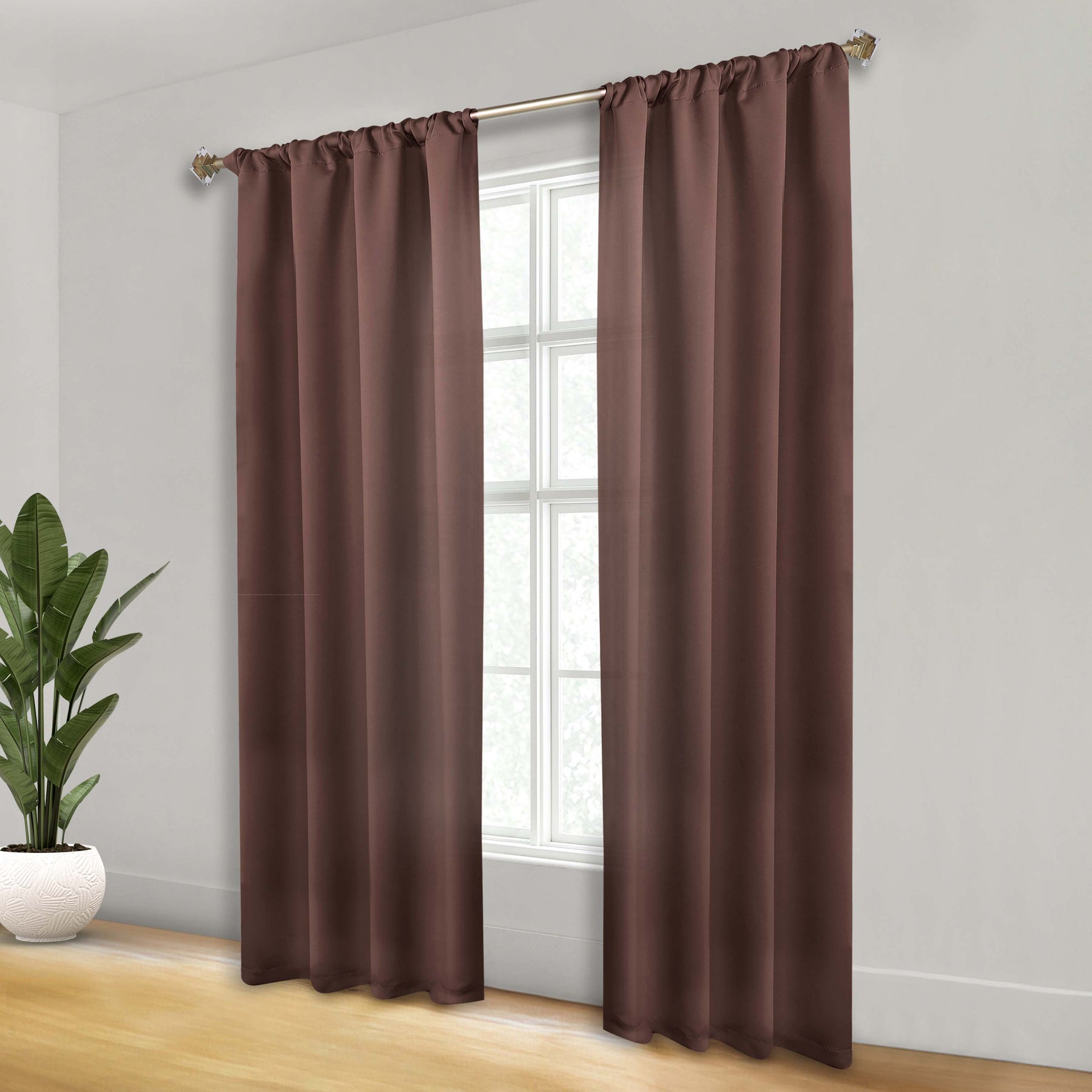 Solid Room Darkening Rod Pocket Blackout Curtain Panels, Set of 2